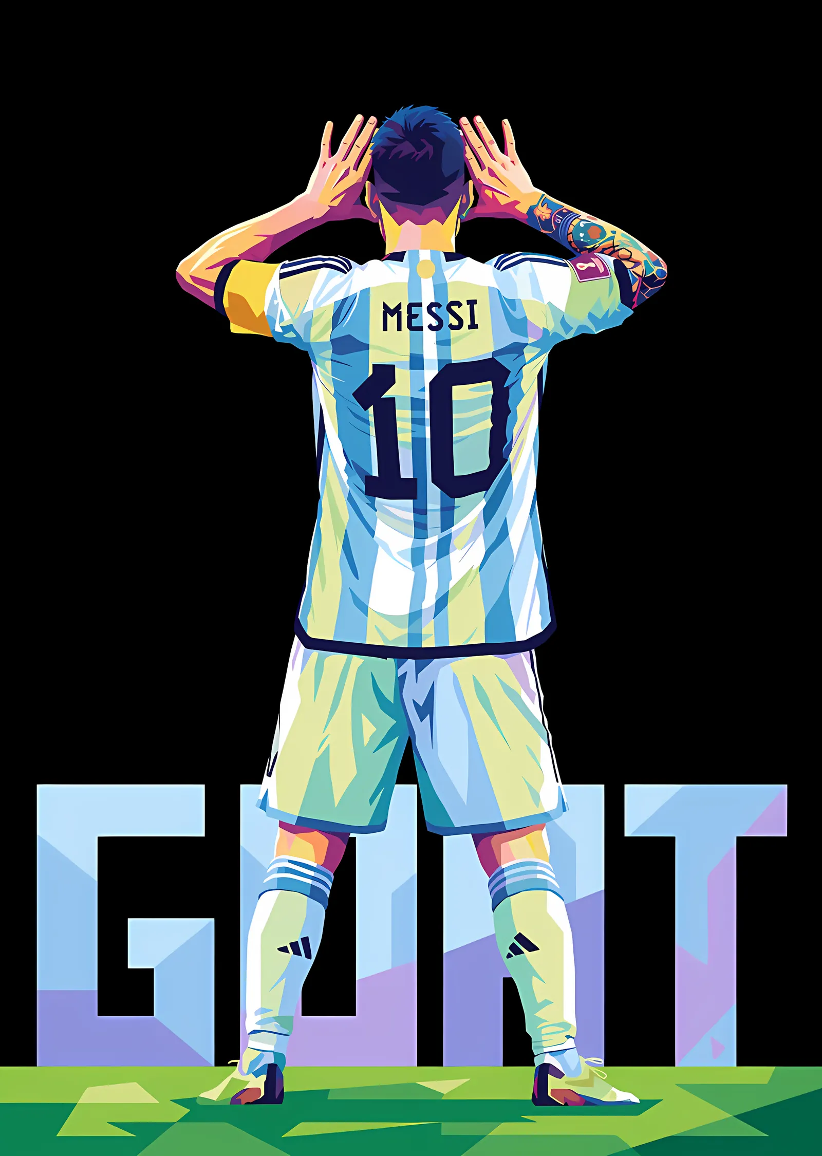 Lionel Messi - GOAT Gol Sevinci metal tablo