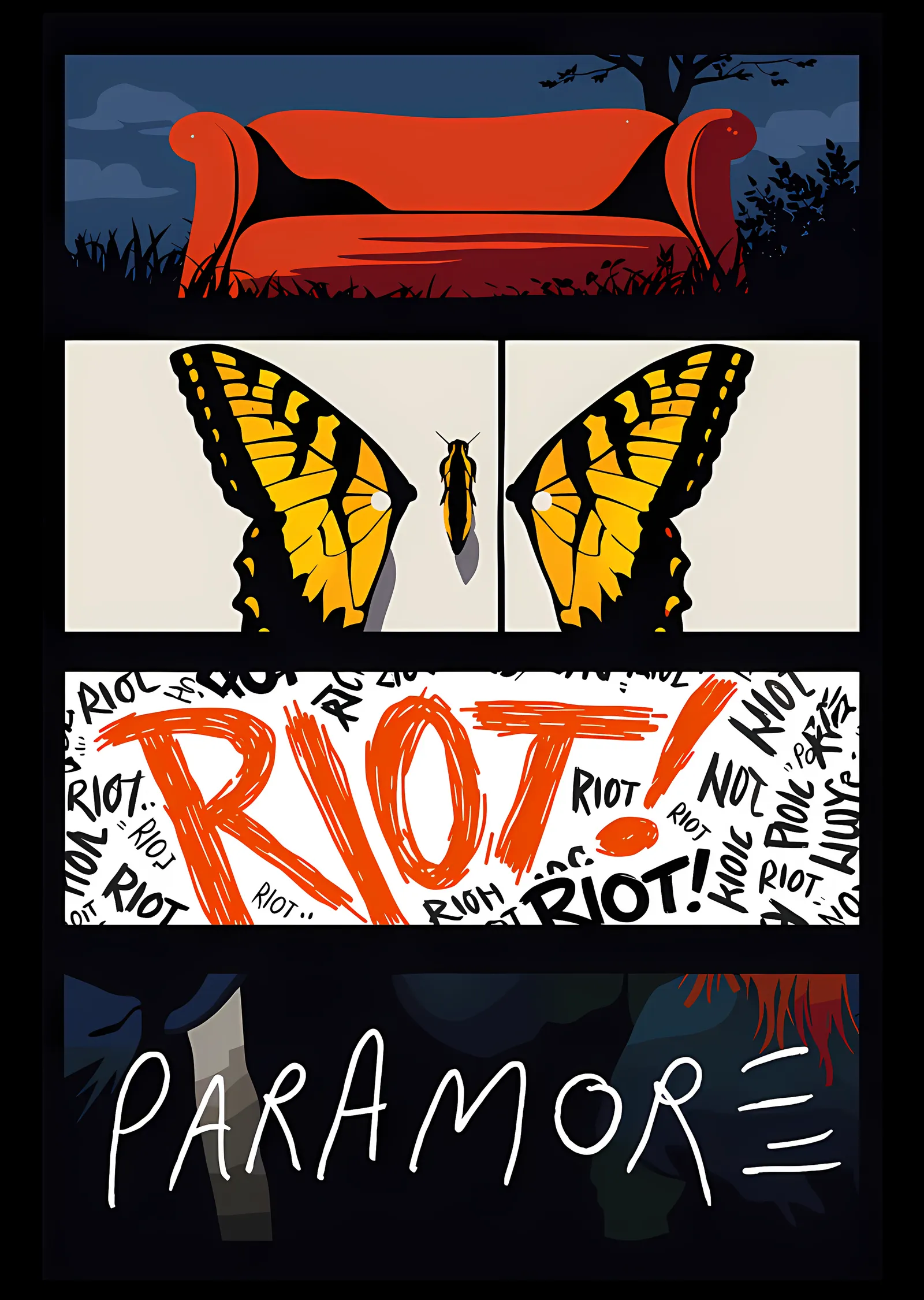 Paramore - Riot! Dört Bölmeli Afiş metal tablo