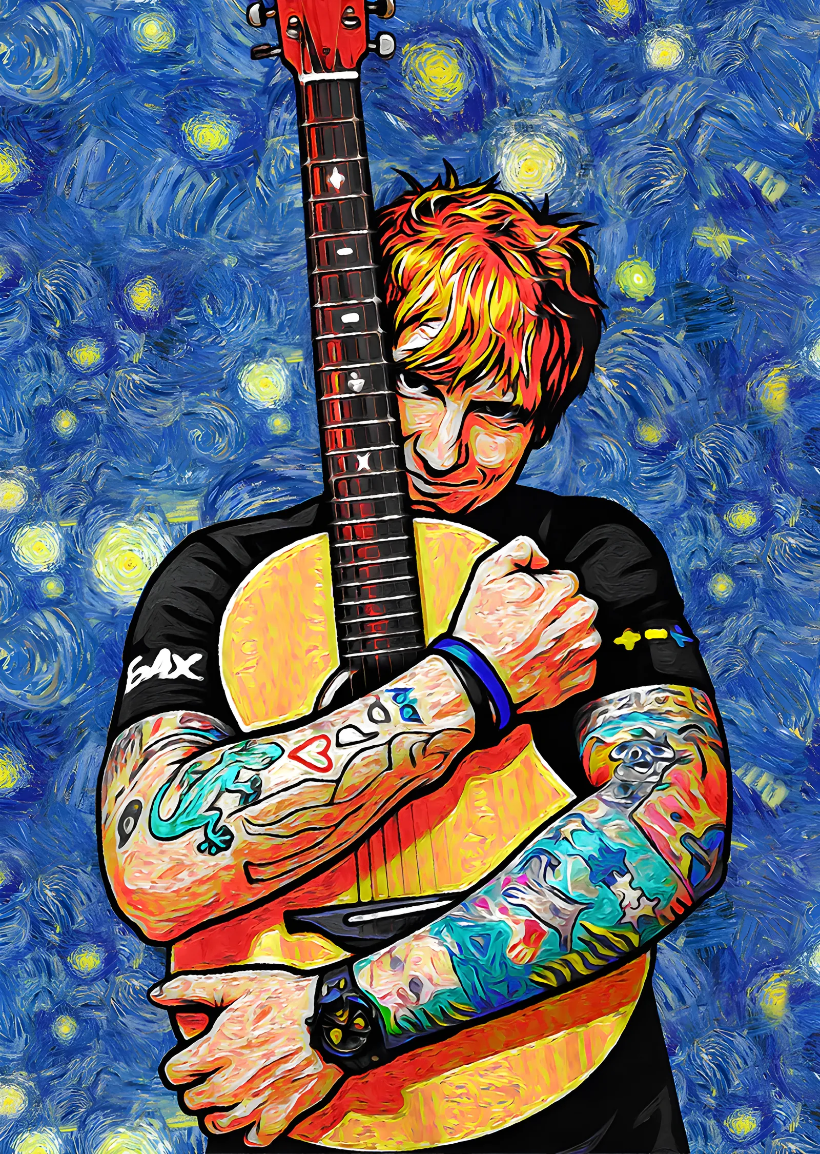 Ed Sheeran - Yıldızlı Gecede Gitar metal tablo