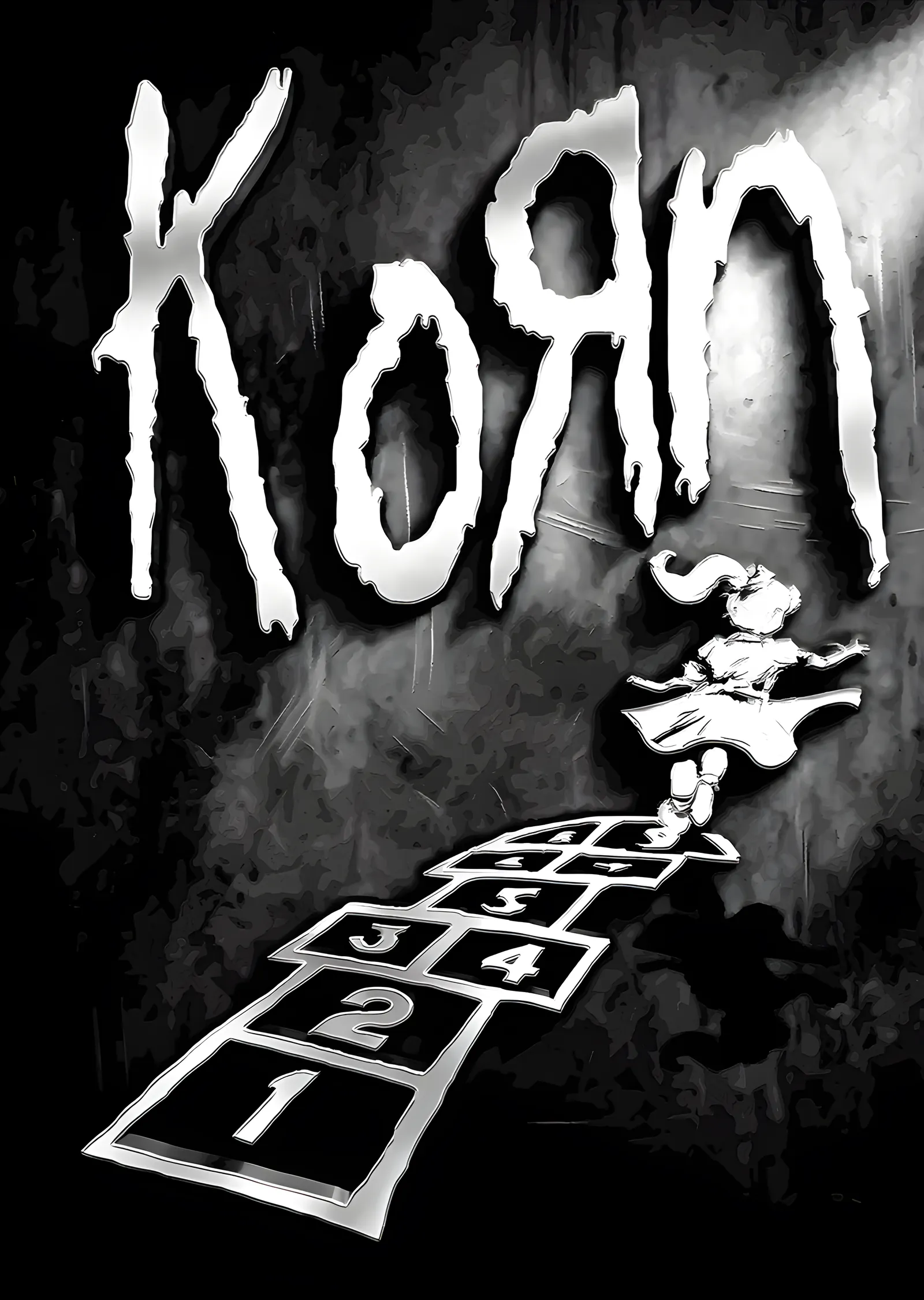 Korn - Siyah Beyaz Seksek metal tablo