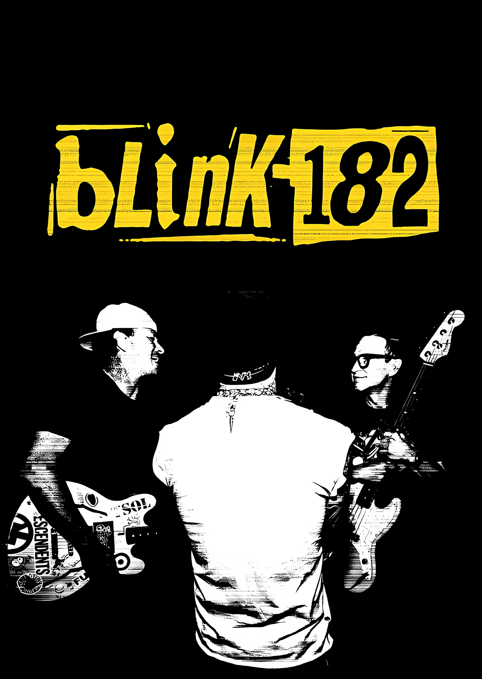 Blink-182 - Sahne Arkası Siyah Beyaz metal tablo