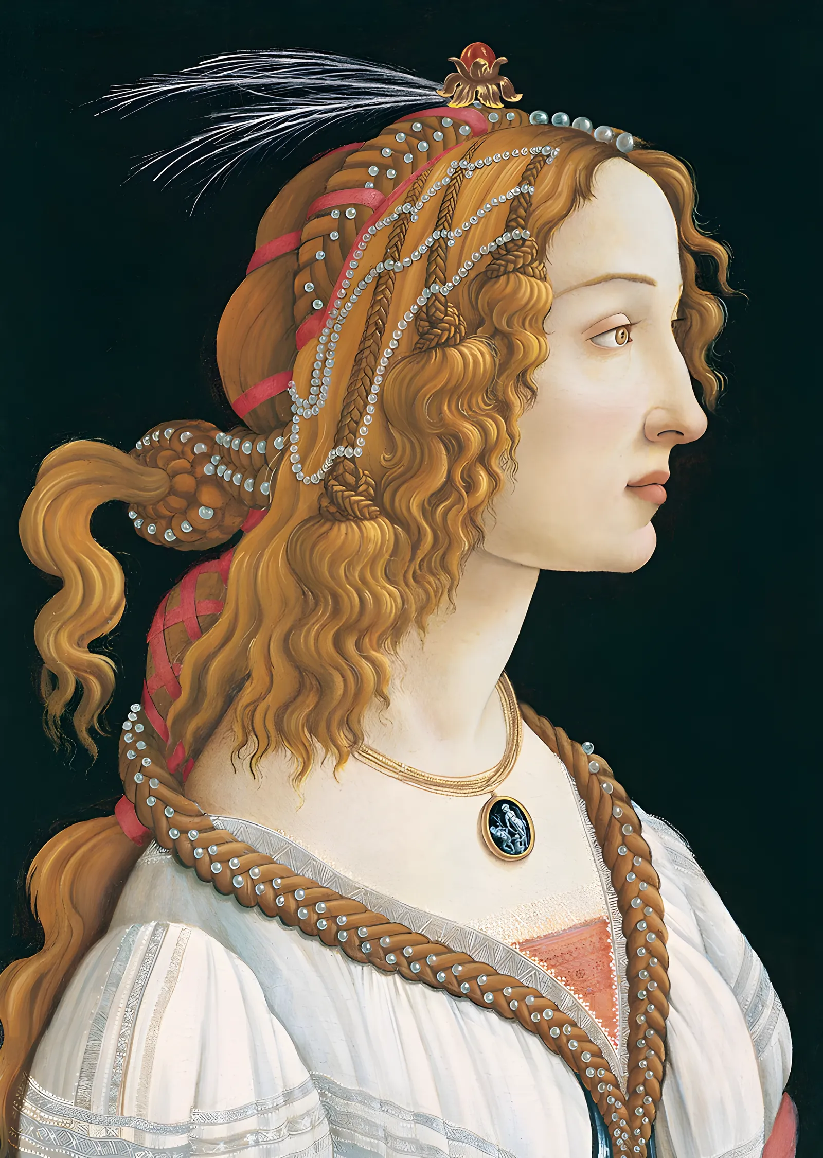 Botticelli - Örgülü Saçlı Profil metal tablo