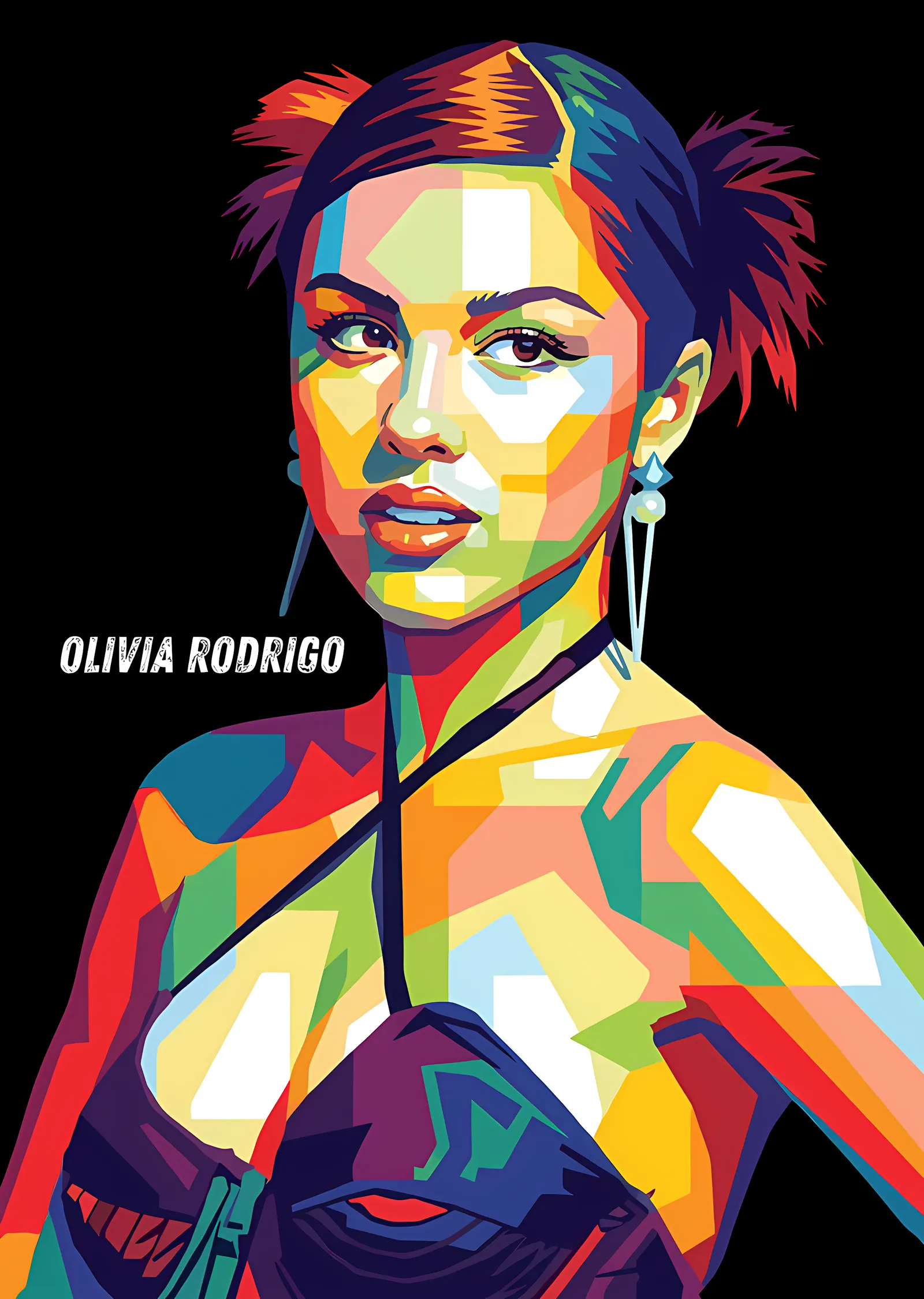 Olivia Rodrigo - Renkli Blok Portre metal tablo