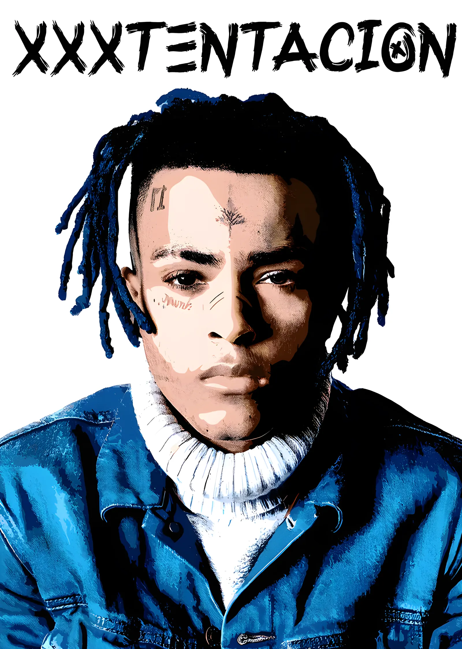 XXXTentacion - Beyaz Zeminde Kot Ceket metal tablo
