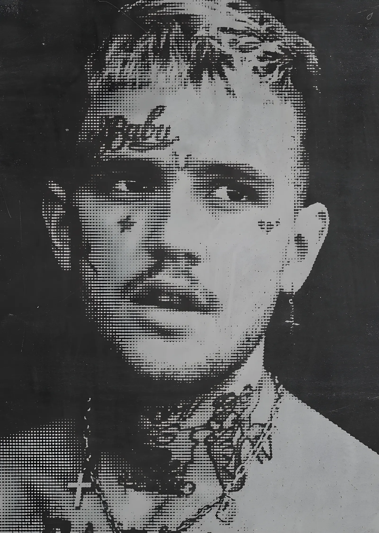 Lil Peep - Nokta Dokulu Siyah Beyaz Portre metal tablo