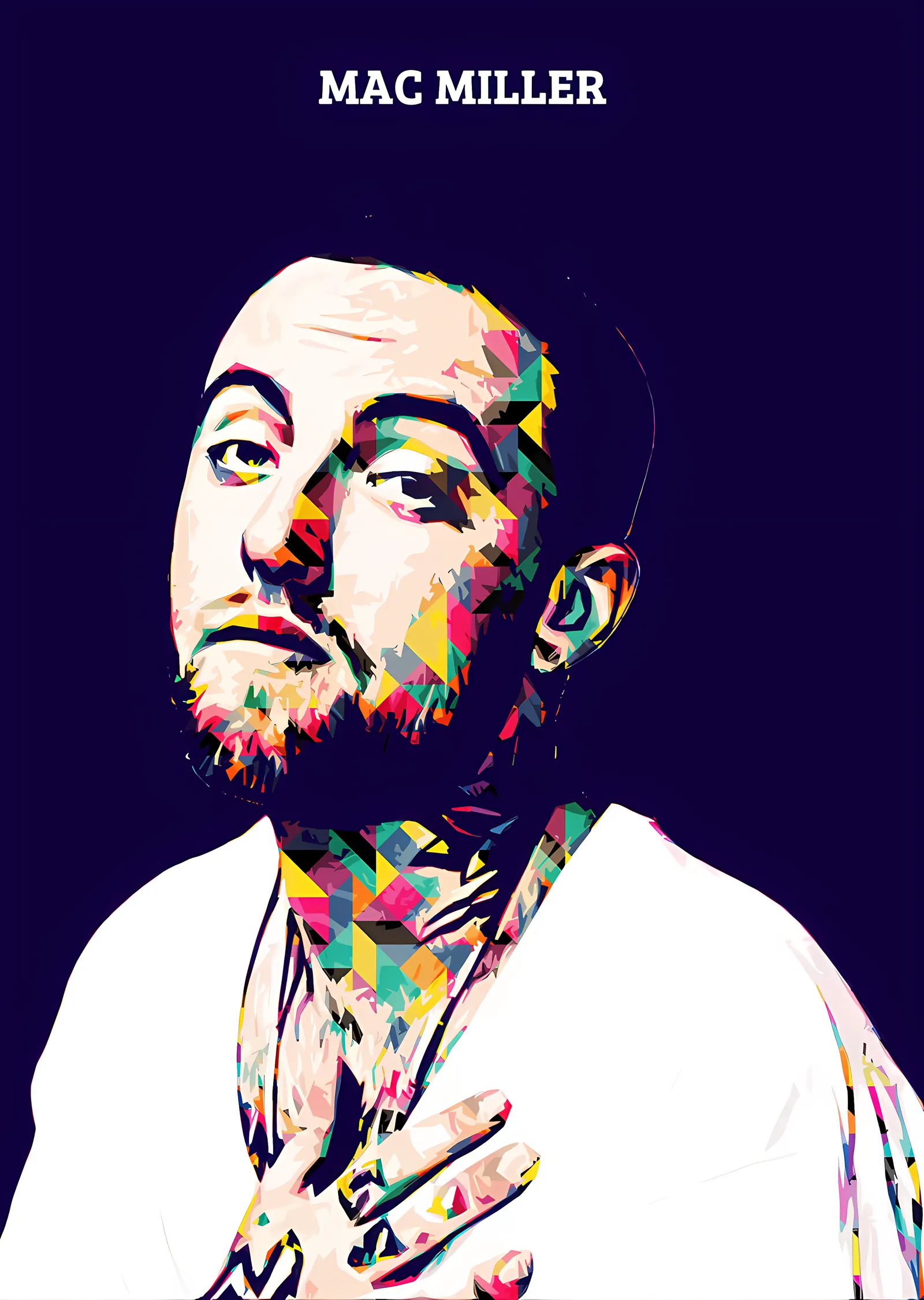 Mac Miller - Renk Bloklu Portre metal tablo