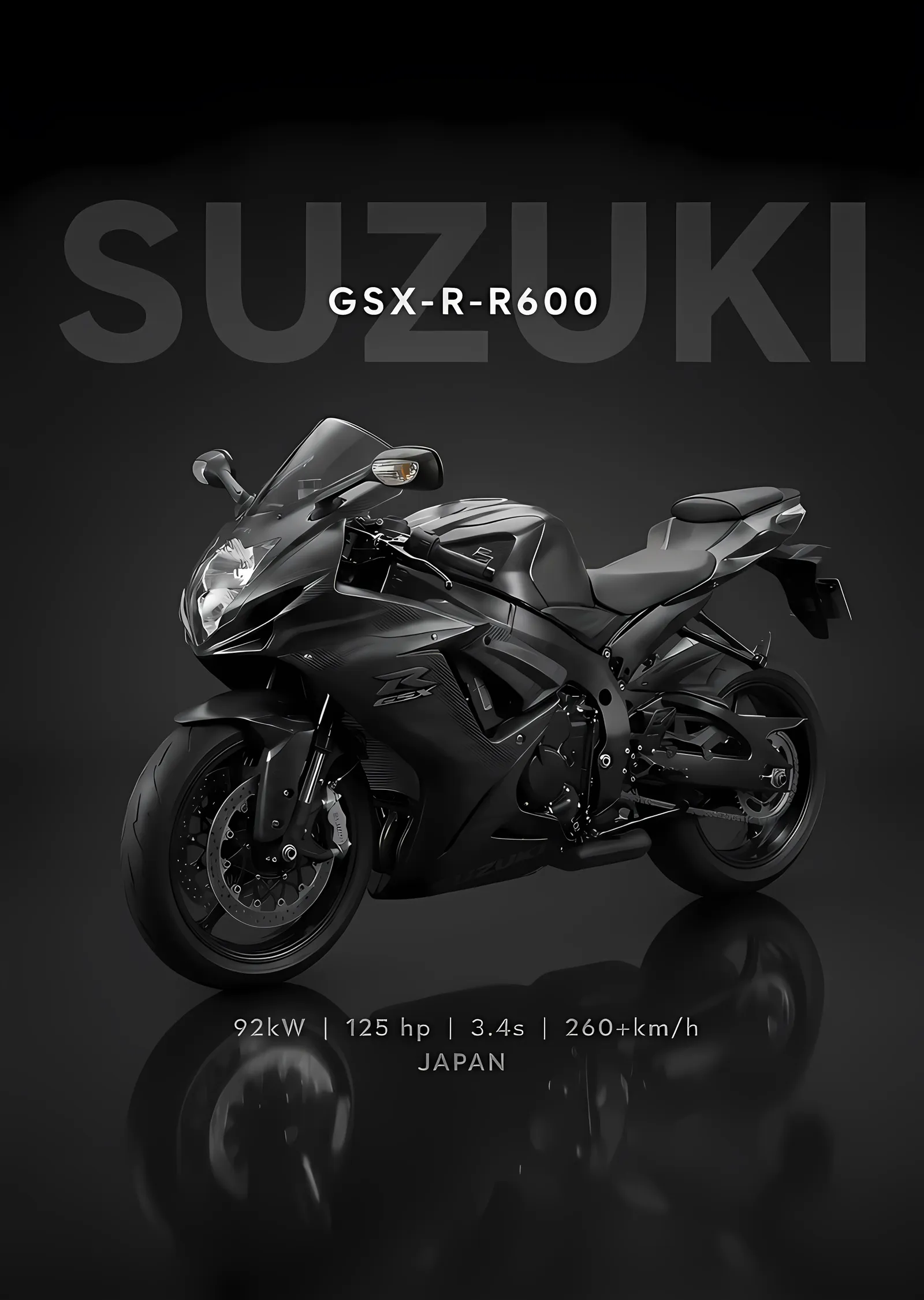 Suzuki GSX-R600 - Mat Siyah metal tablo