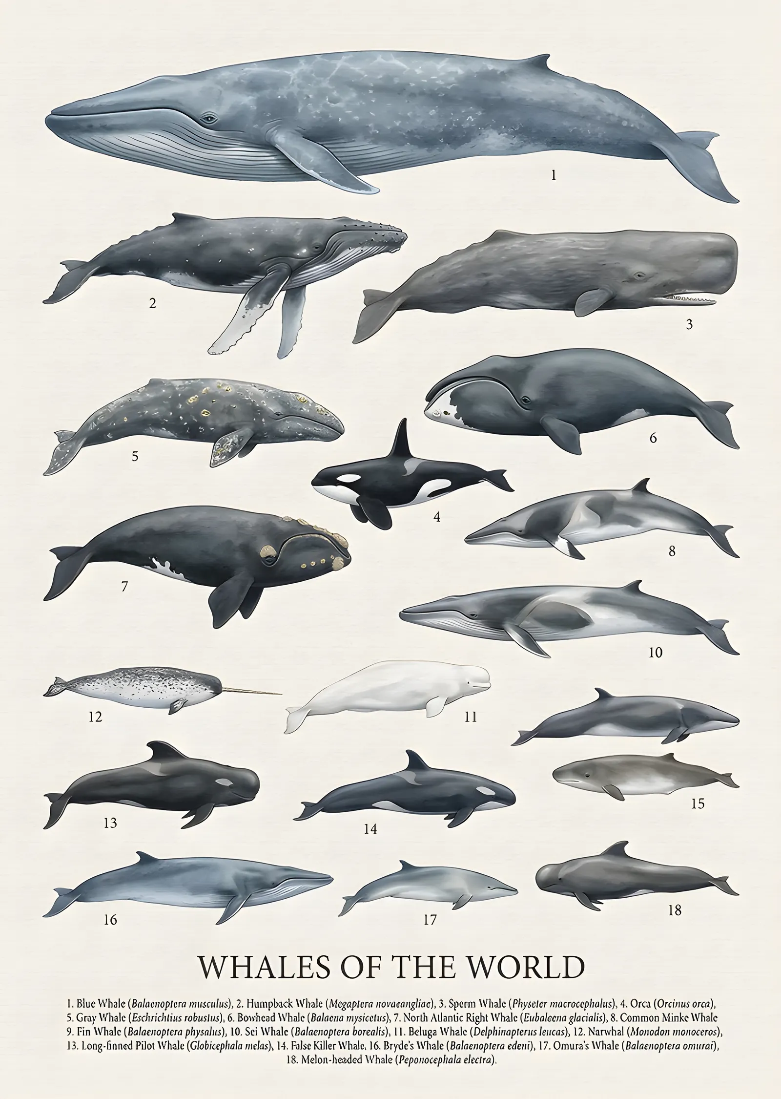 Whales of the World metal tablo