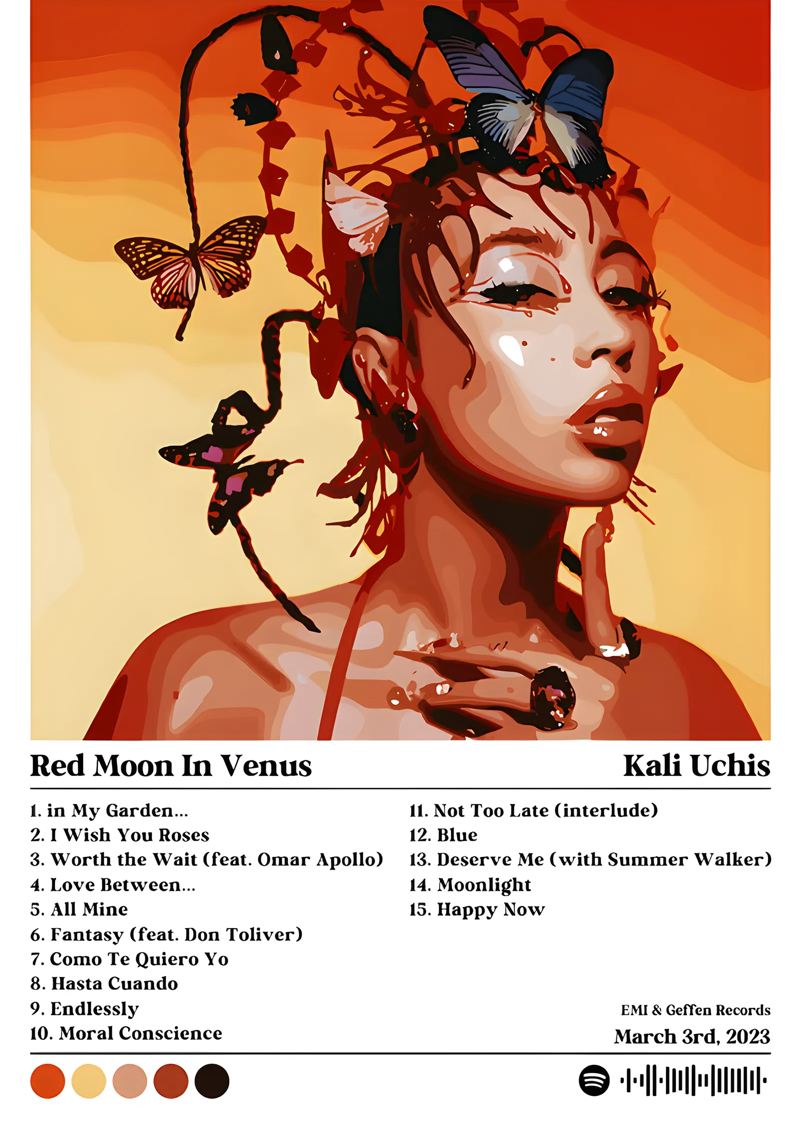 Kali Uchis: Red Moon In Venus metal tablo