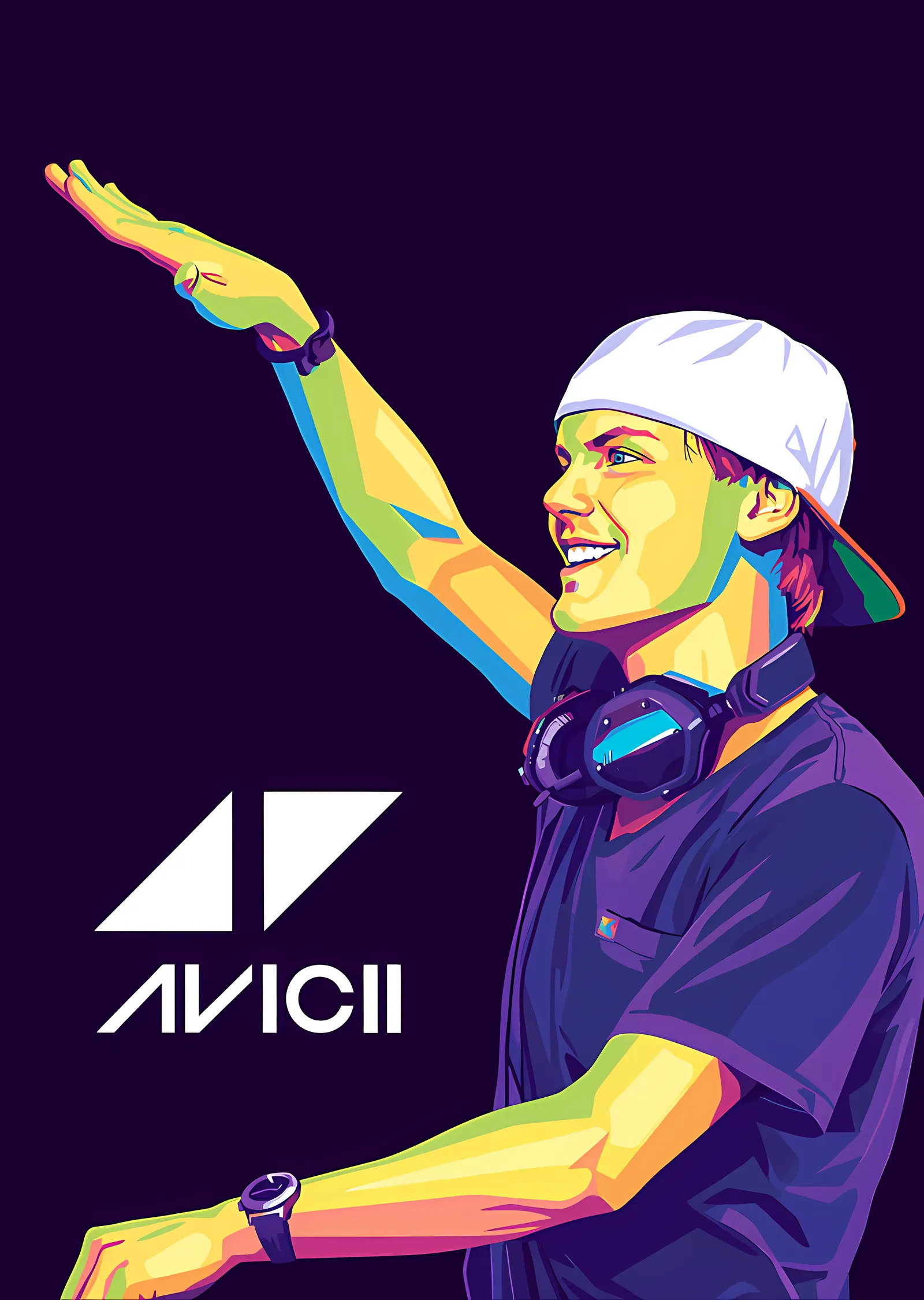 Avicii - Mor Zeminde Vektör Portre metal tablo
