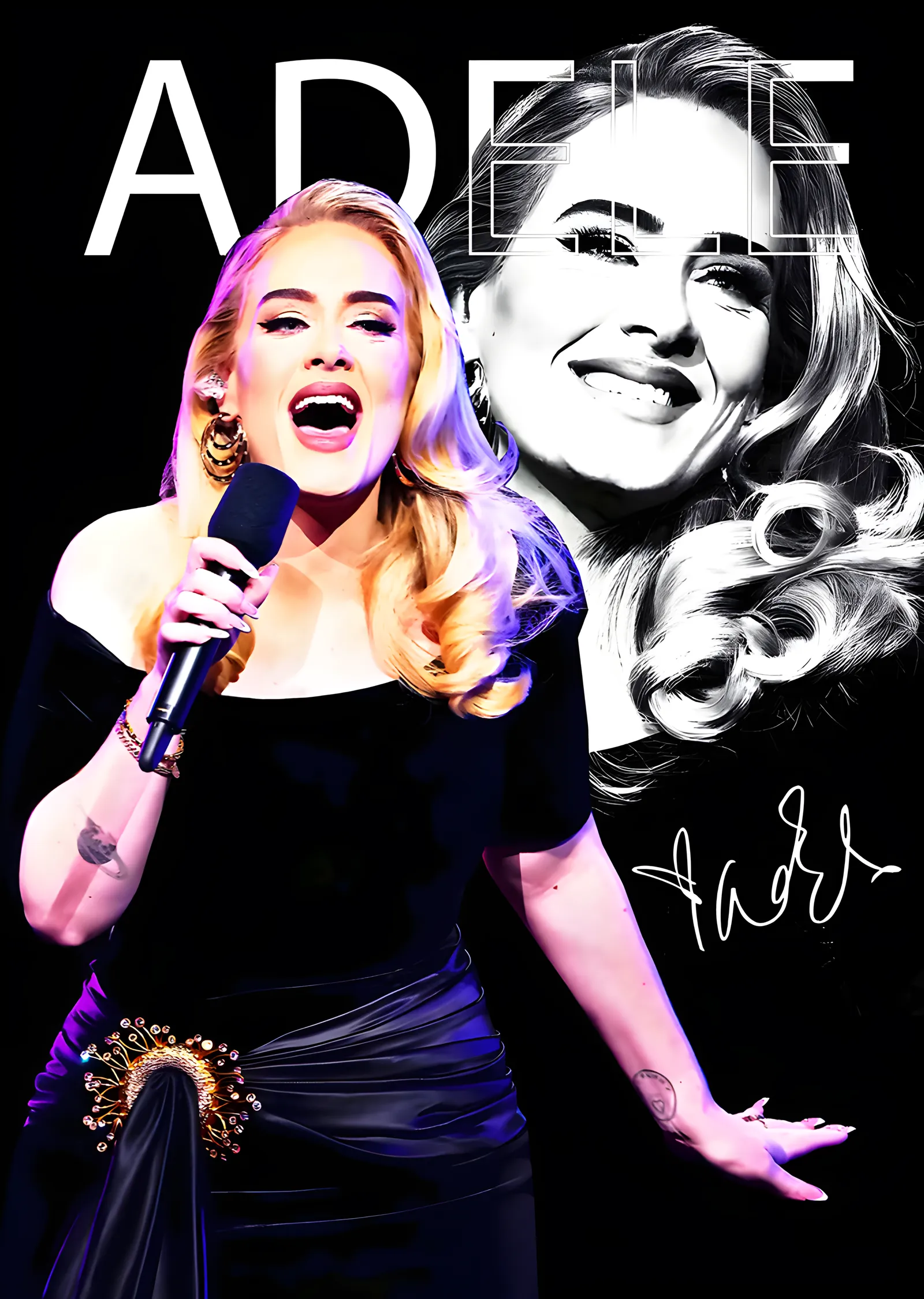 Adele - Sahnede metal tablo