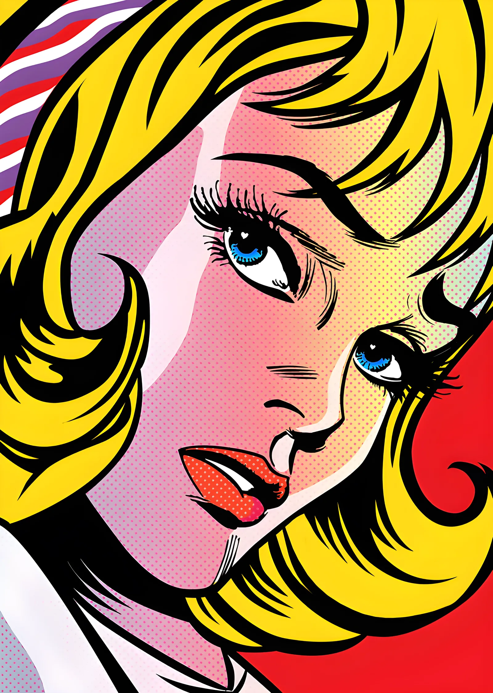 Pop Art Sarışın Portre metal tablo