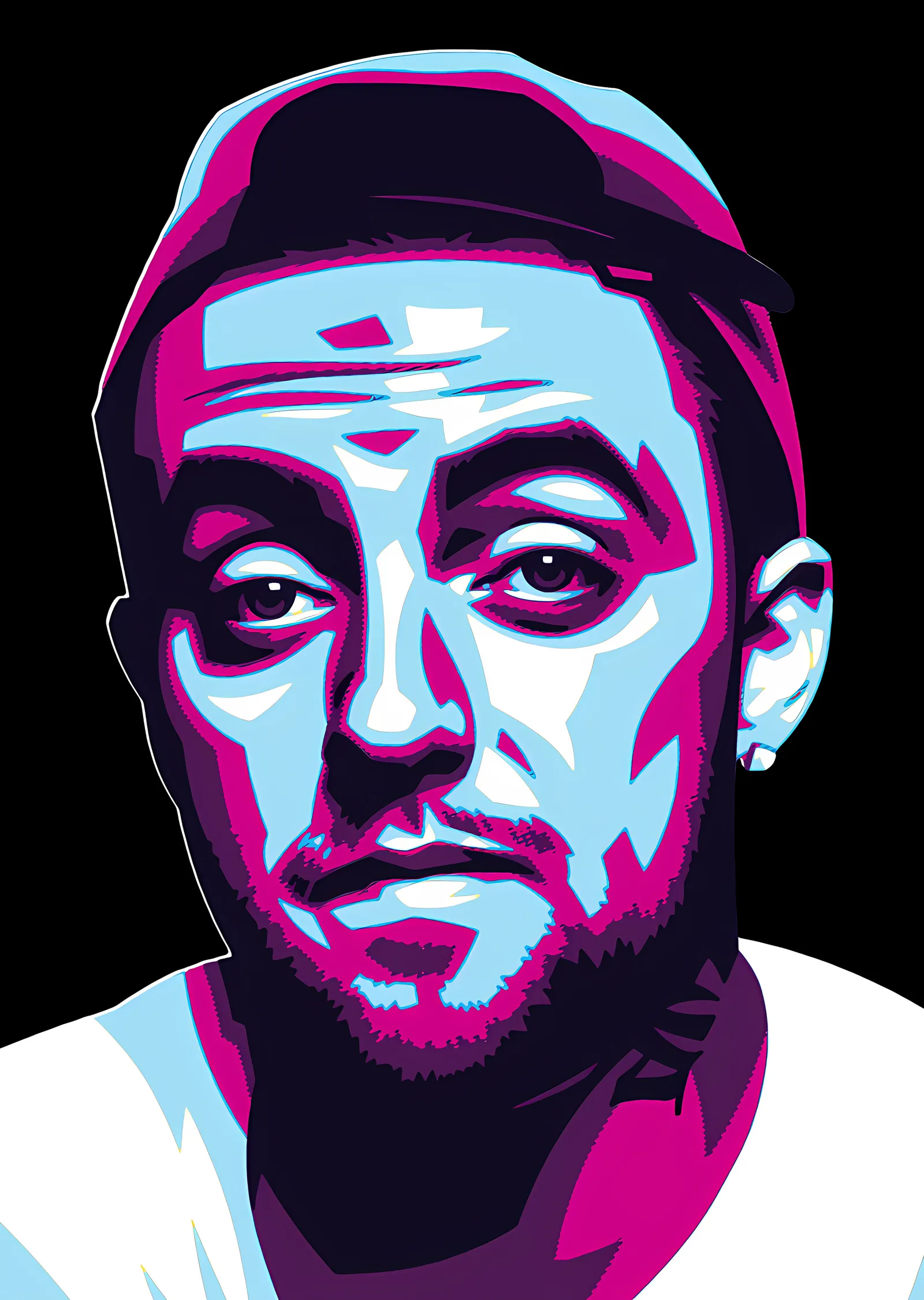 Mac Miller - Magenta Turkuaz Portre metal tablo