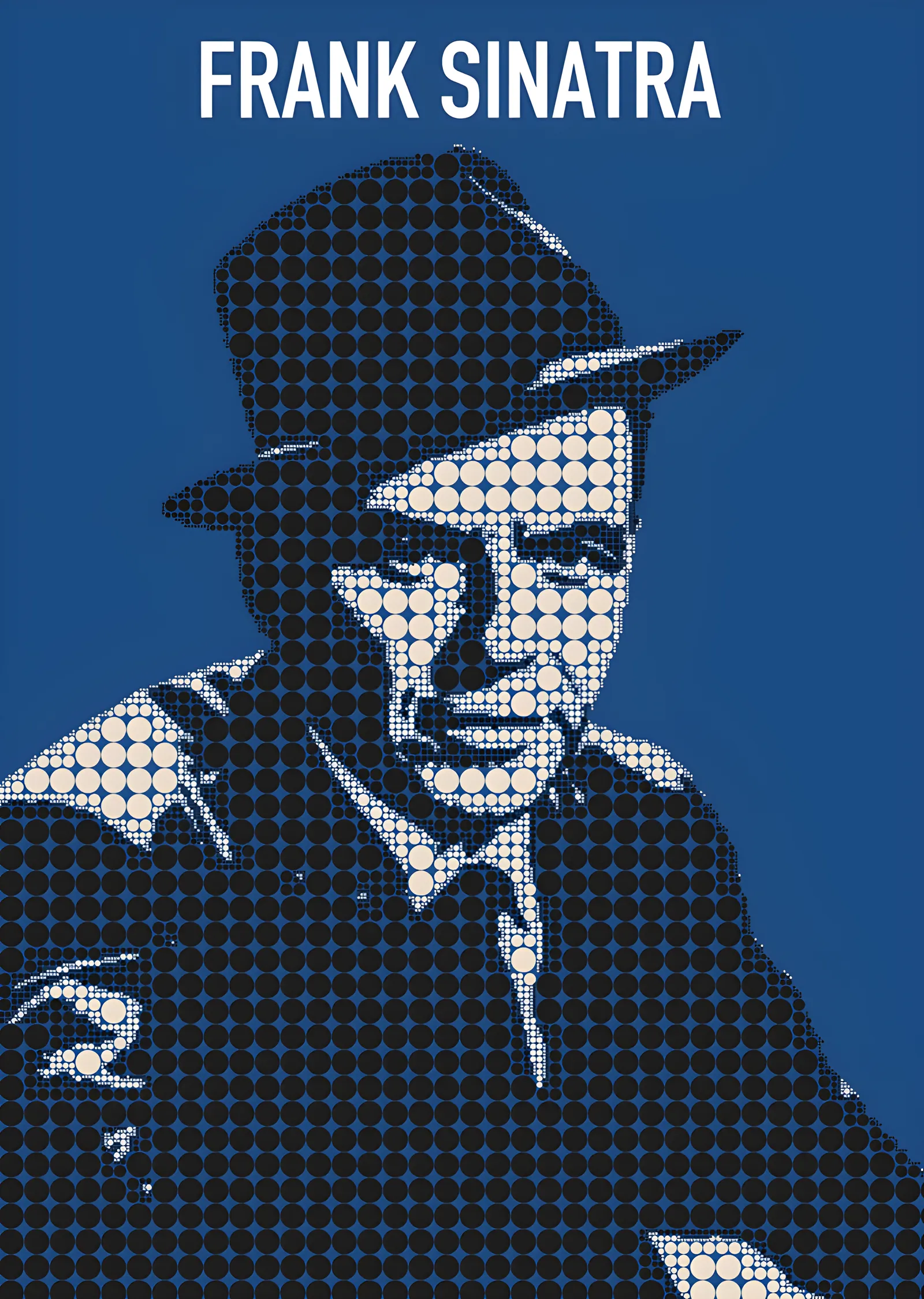 Frank Sinatra - Lacivert Halftone Portre metal tablo