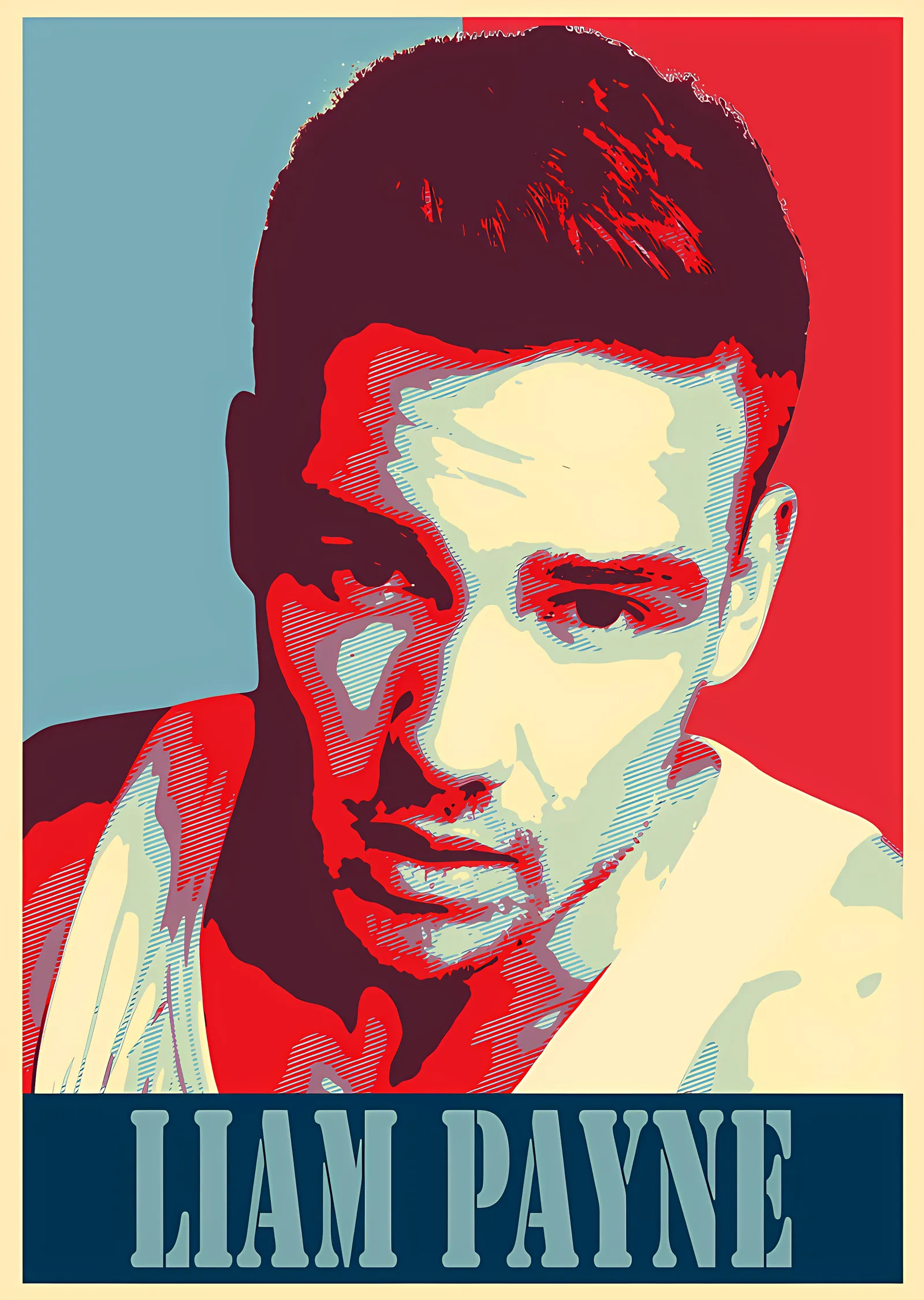 Liam Payne - Kırmızı Zeminde Yakın Portre metal tablo