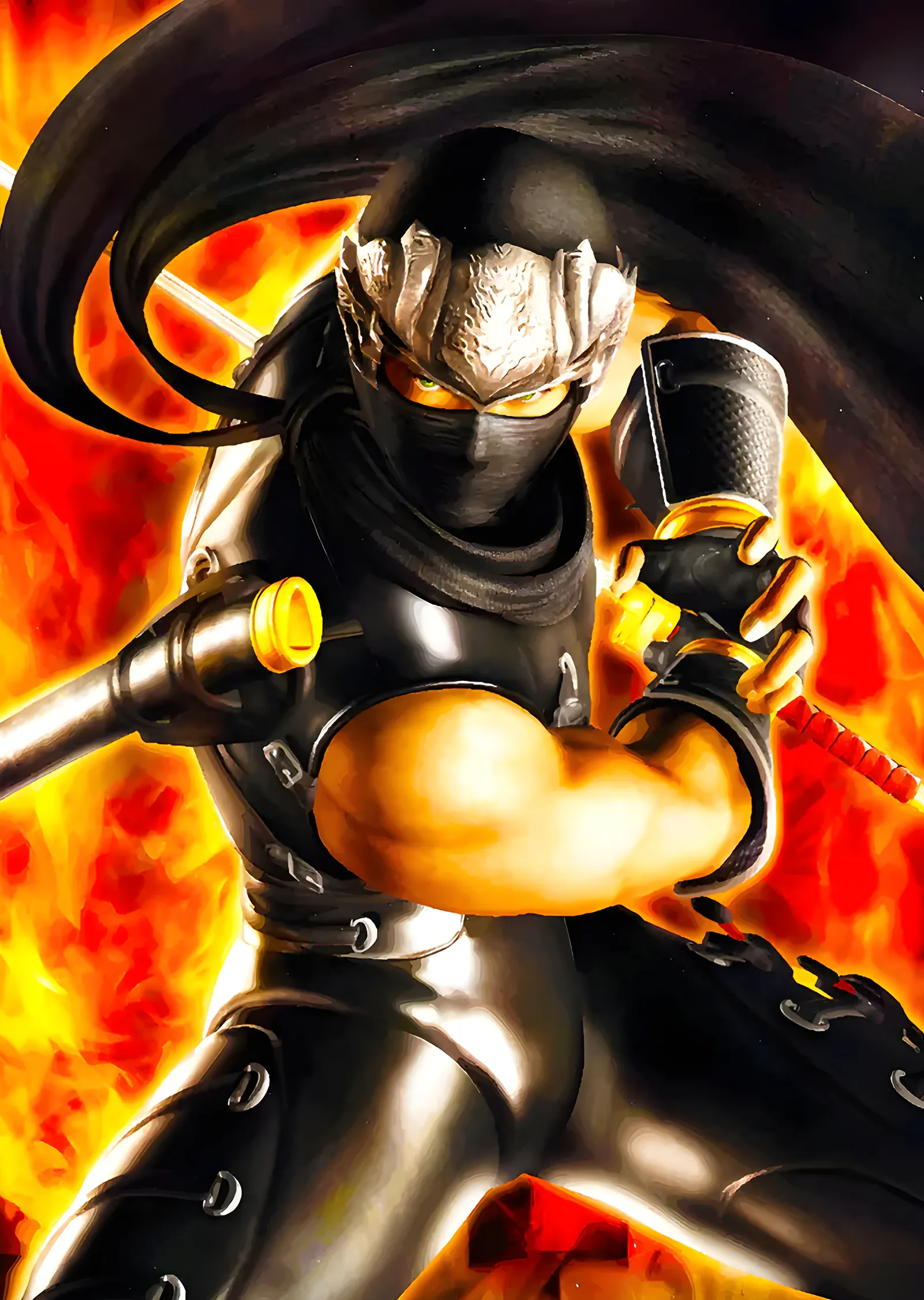 Ninja Gaiden - Alevli Portre metal tablo