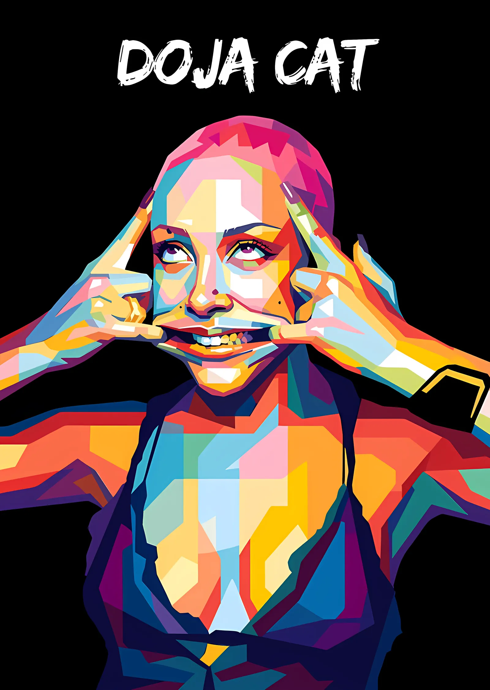 Doja Cat - Ellerle Çerçevelenmiş Yüz metal tablo