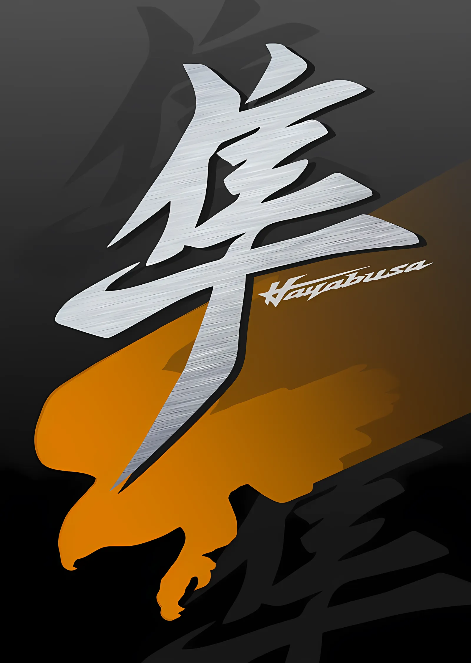 Hayabusa - Kanji Tipografi metal tablo