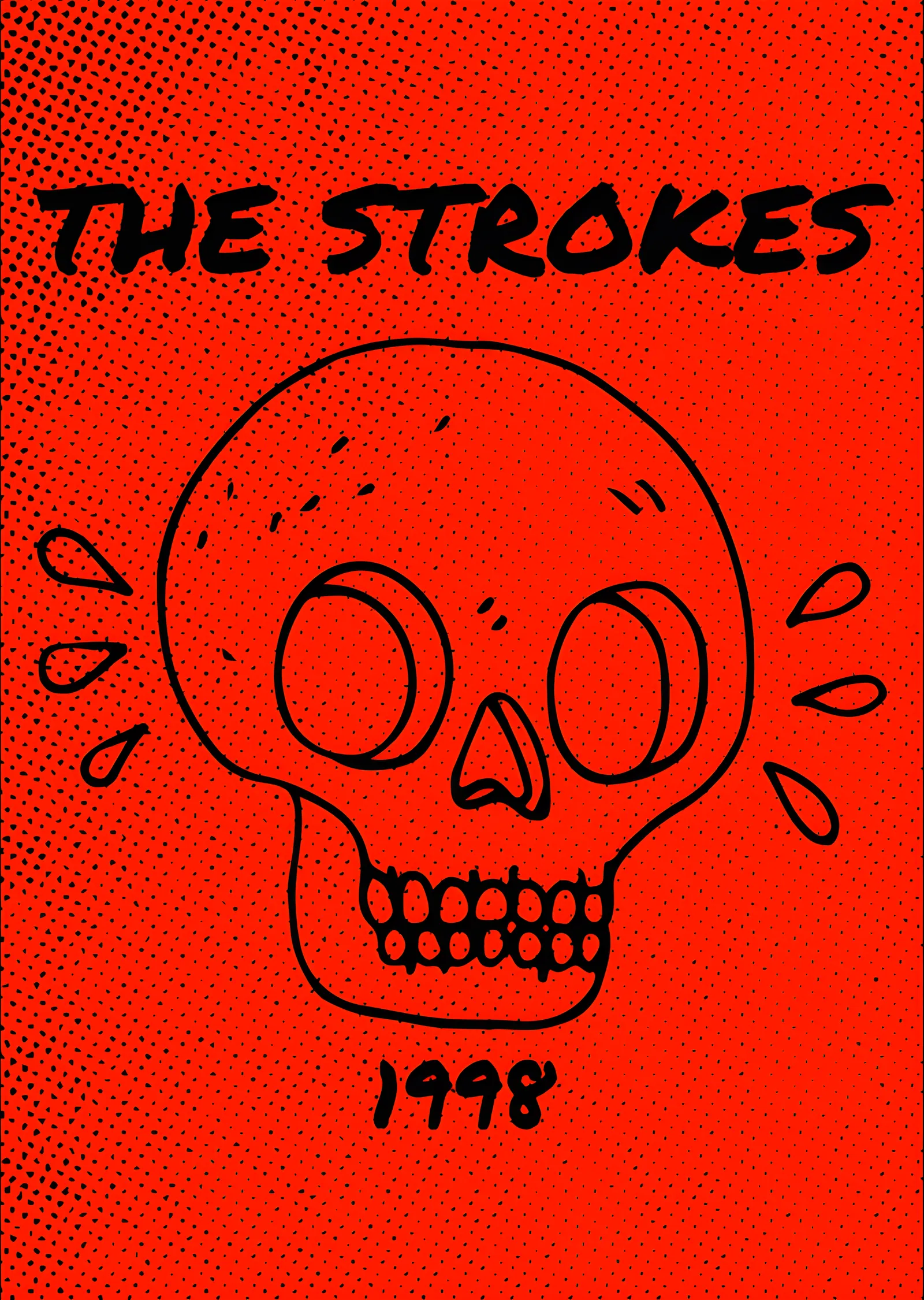 The Strokes - Kırmızı Zeminde Kuru Kafa metal tablo