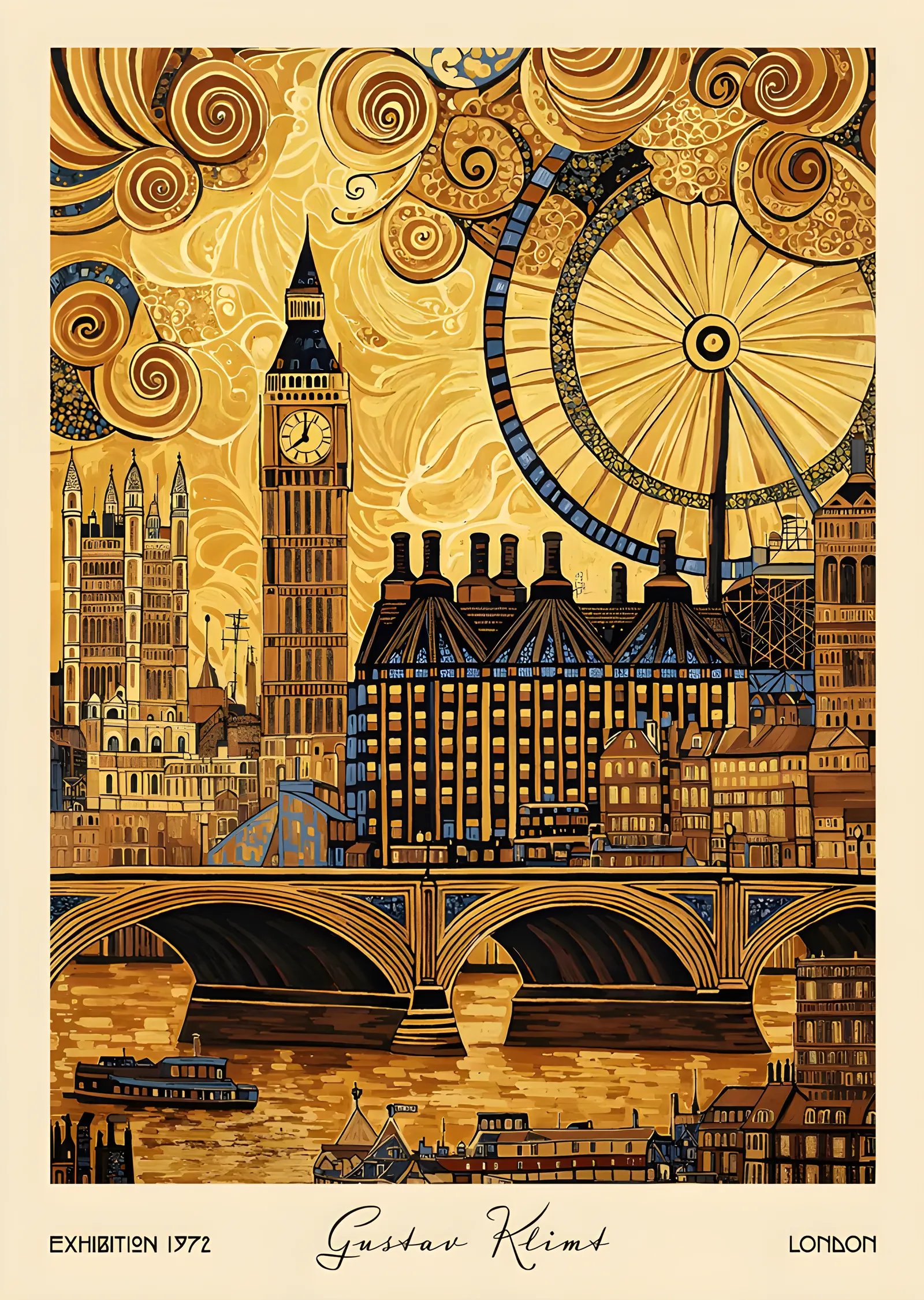 Klimt Üslubunda Londra metal tablo