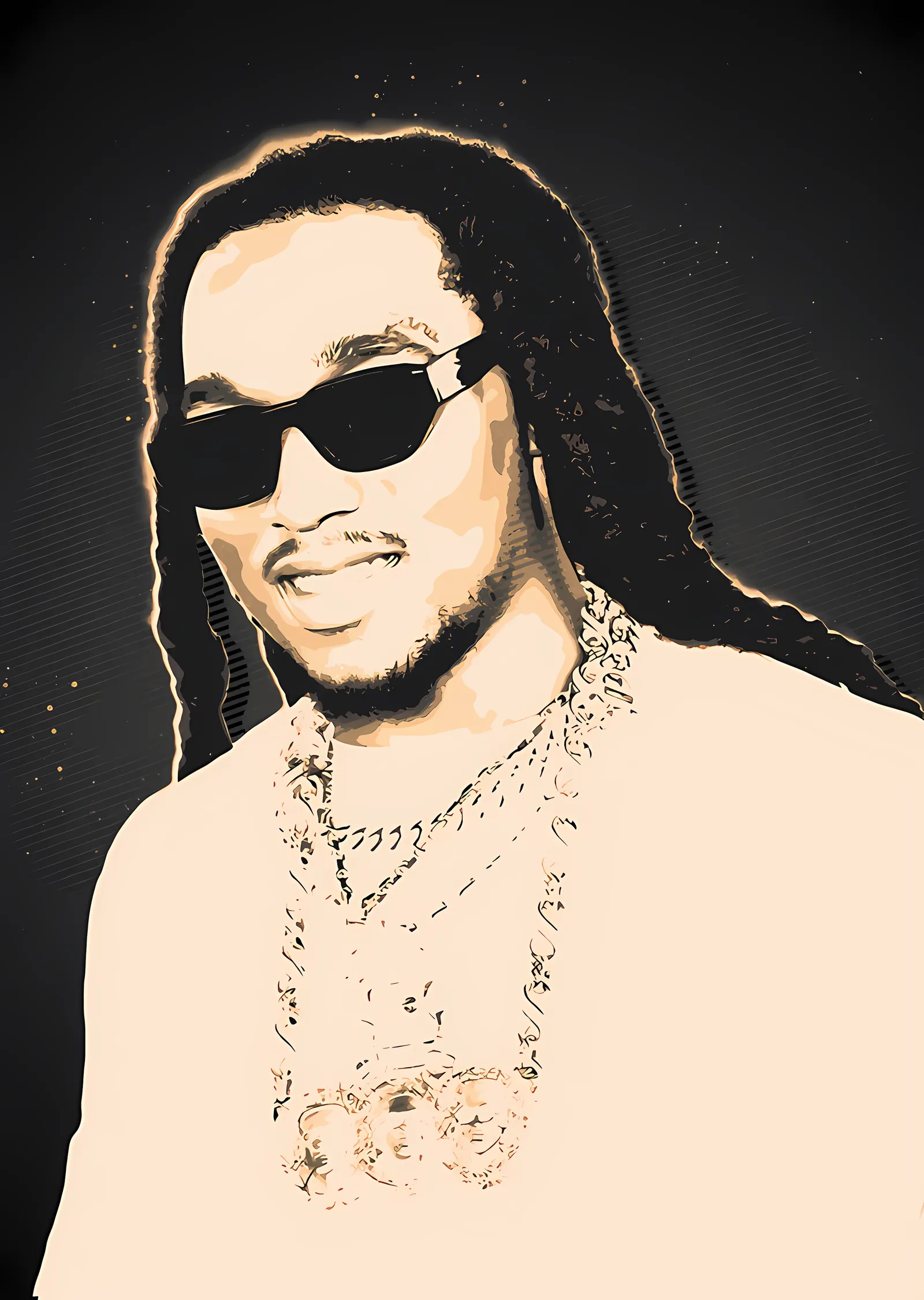 Migos - Krem Tonlu Portre metal tablo