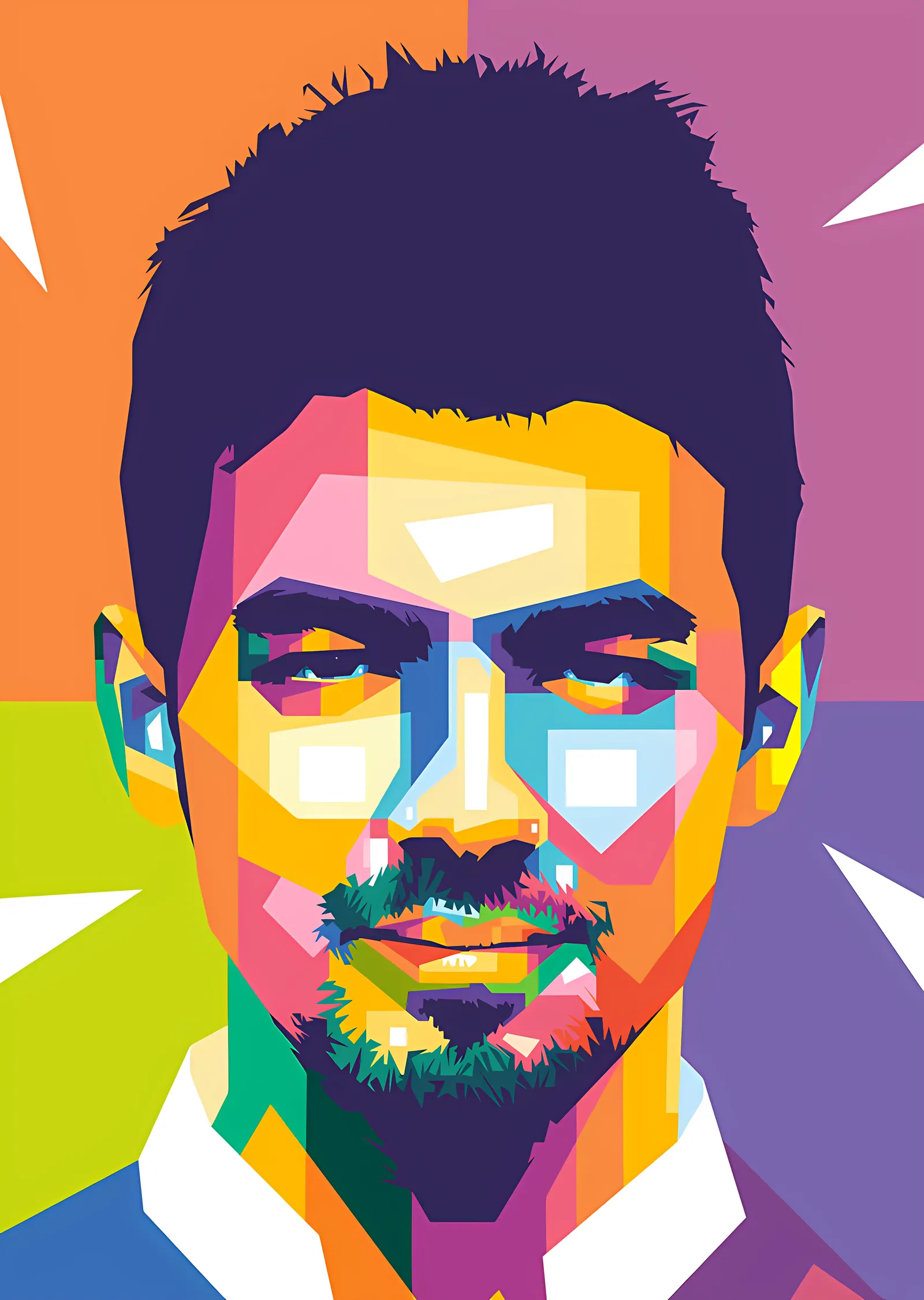 Joe Jonas - Renkli Geometrik Portre metal tablo