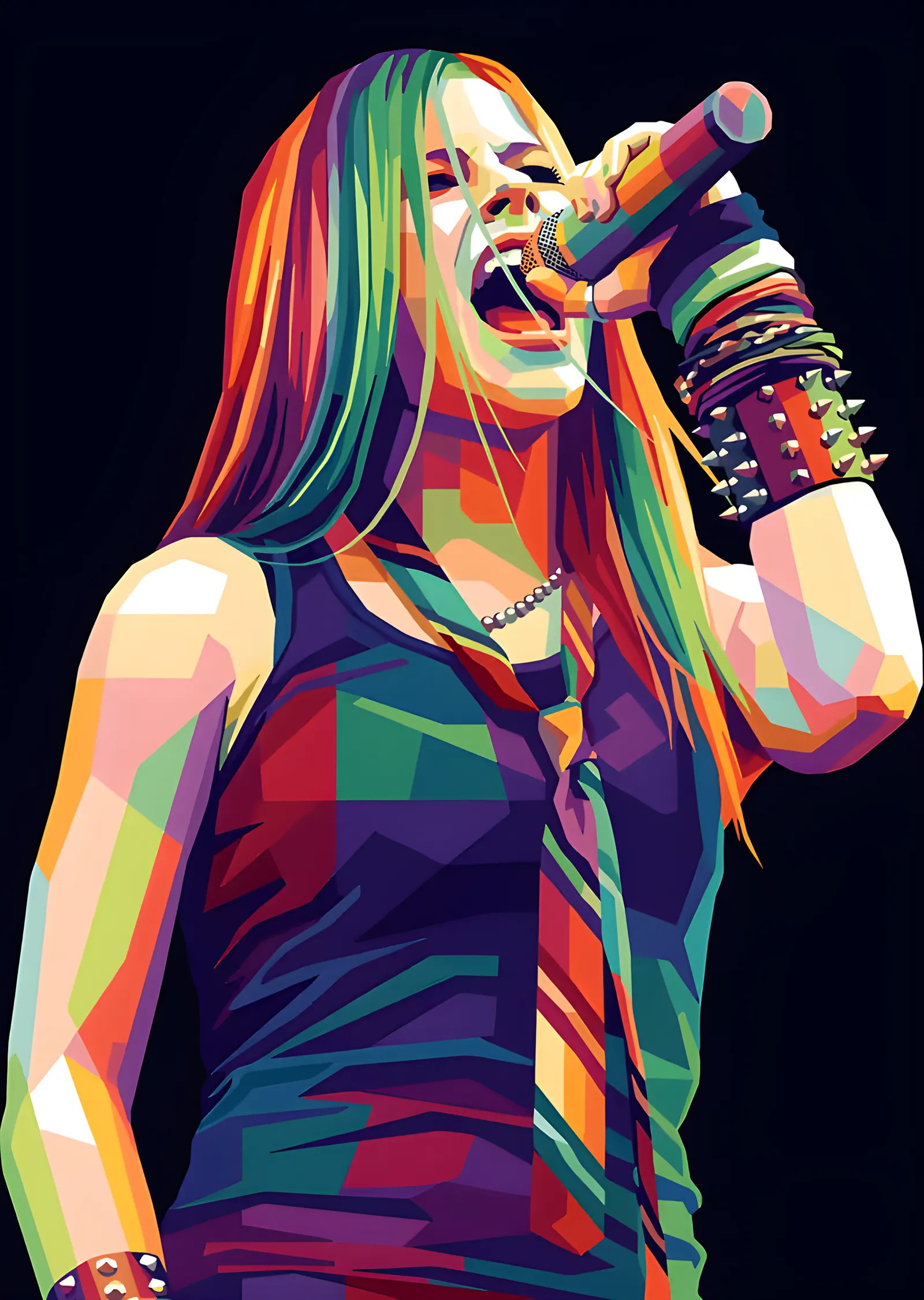 Avril Lavigne - Renk Bloklu Sahne Anı metal tablo