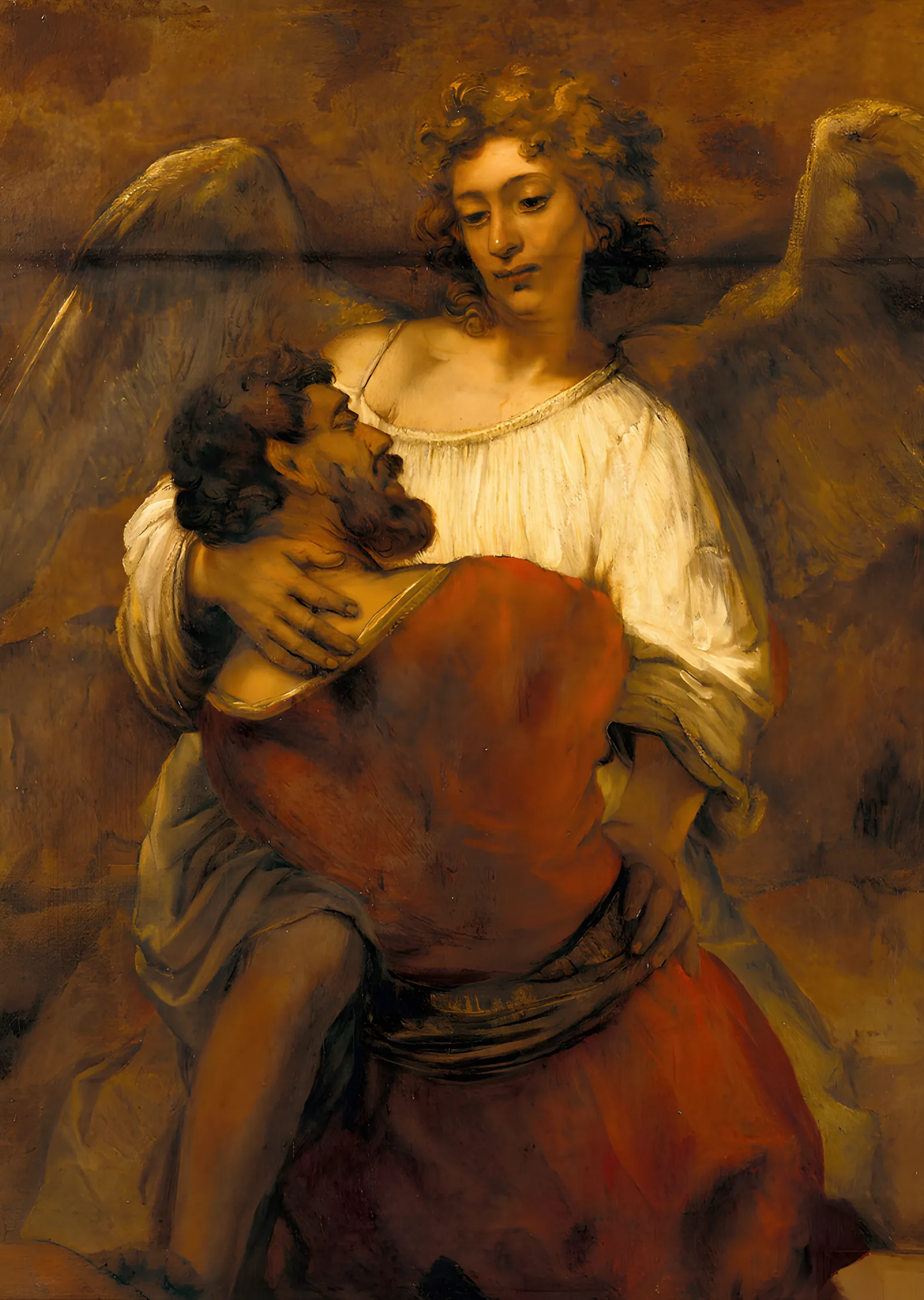 Yakup'un Melekle Güreşi - Rembrandt metal tablo