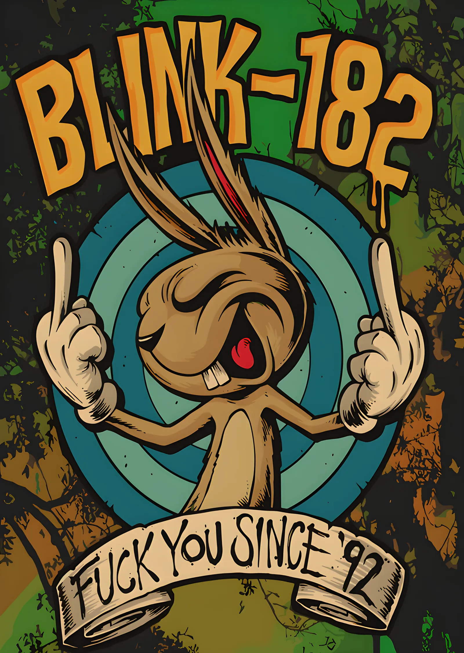 Blink-182 - Yeşil Zeminde Tavşan metal tablo