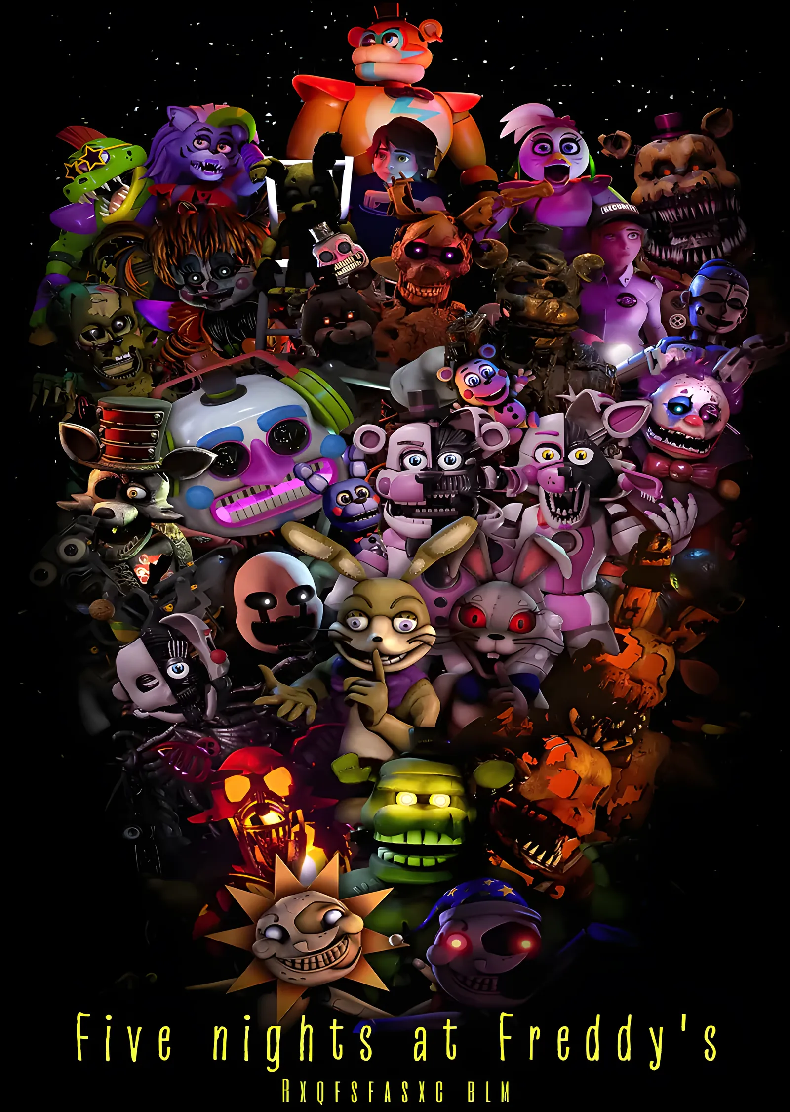 Five Nights at Freddy's - Tüm Animatronik Kadrosu metal tablo