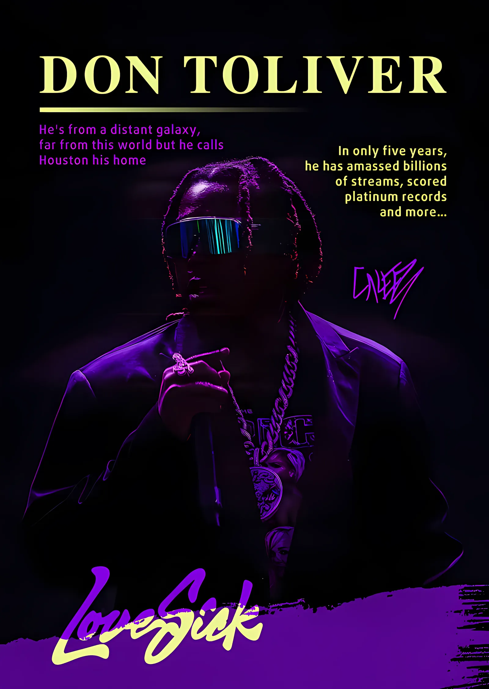 Don Toliver - Love Sick Neon Moru metal tablo