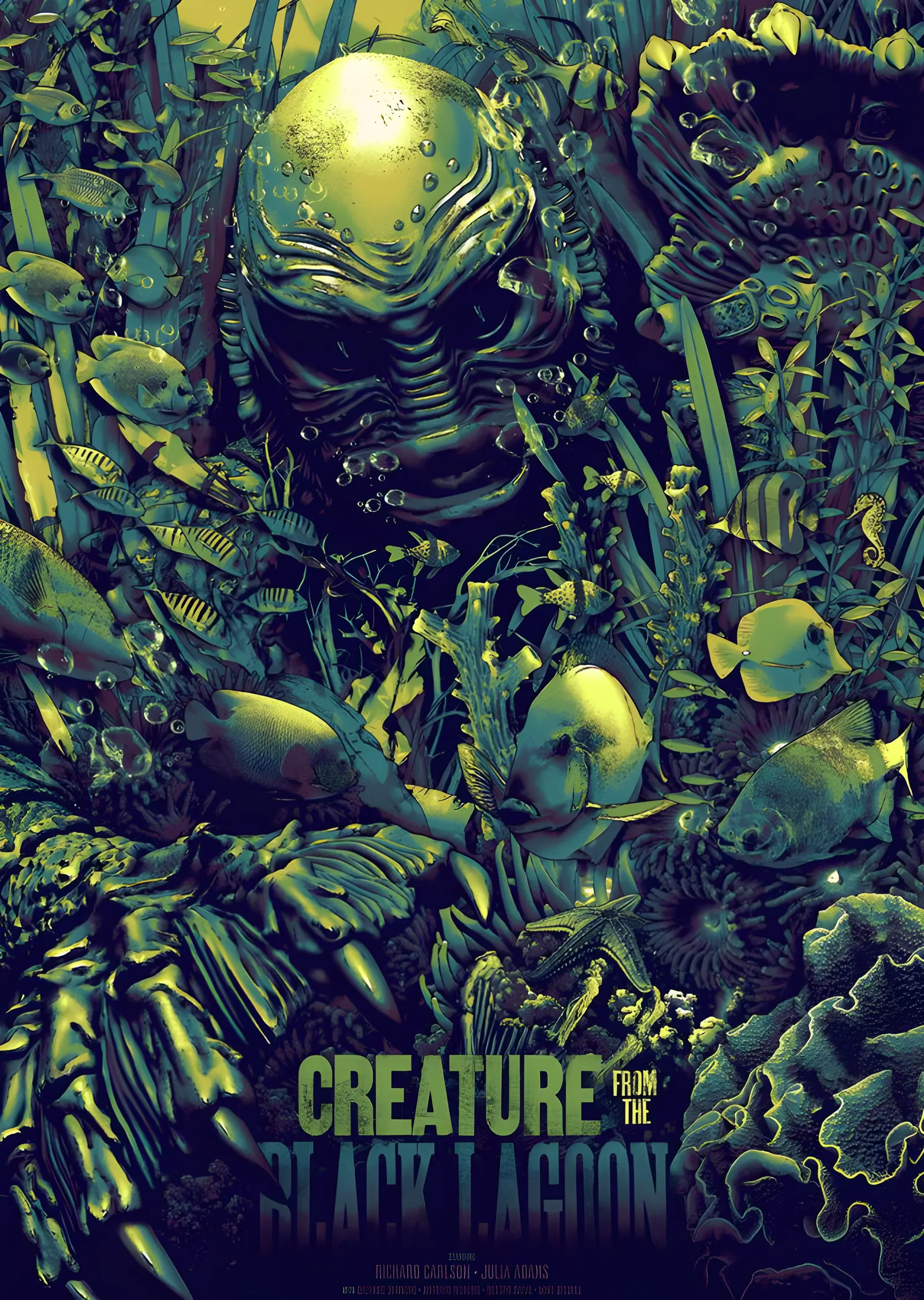 Creature from the Black Lagoon - Yeşil Derinlik metal tablo