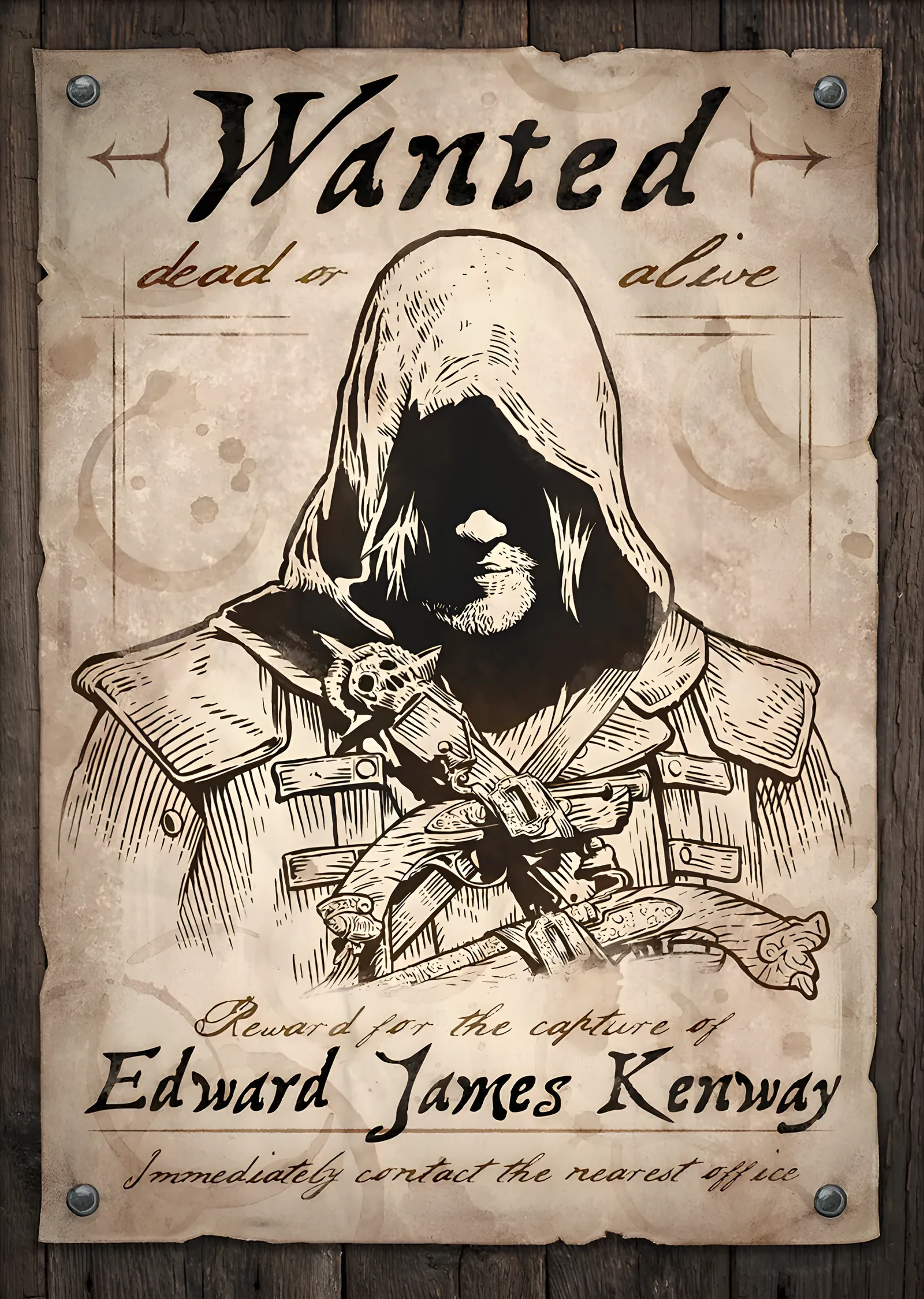 Assassin's Creed - Wanted Aranıyor Afişi metal tablo