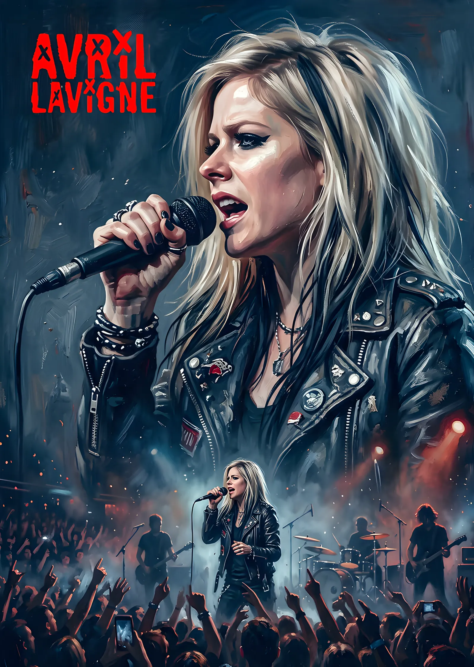 Avril Lavigne - Kalabalık Önünde Konser metal tablo