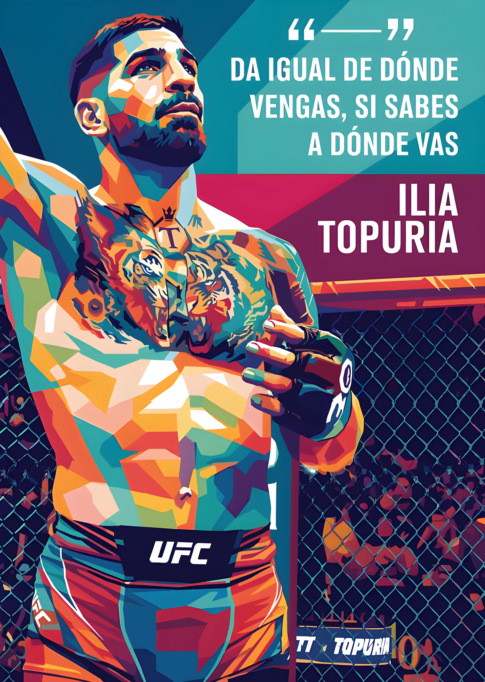 Ilia Topuria - Alıntı Afişi metal tablo