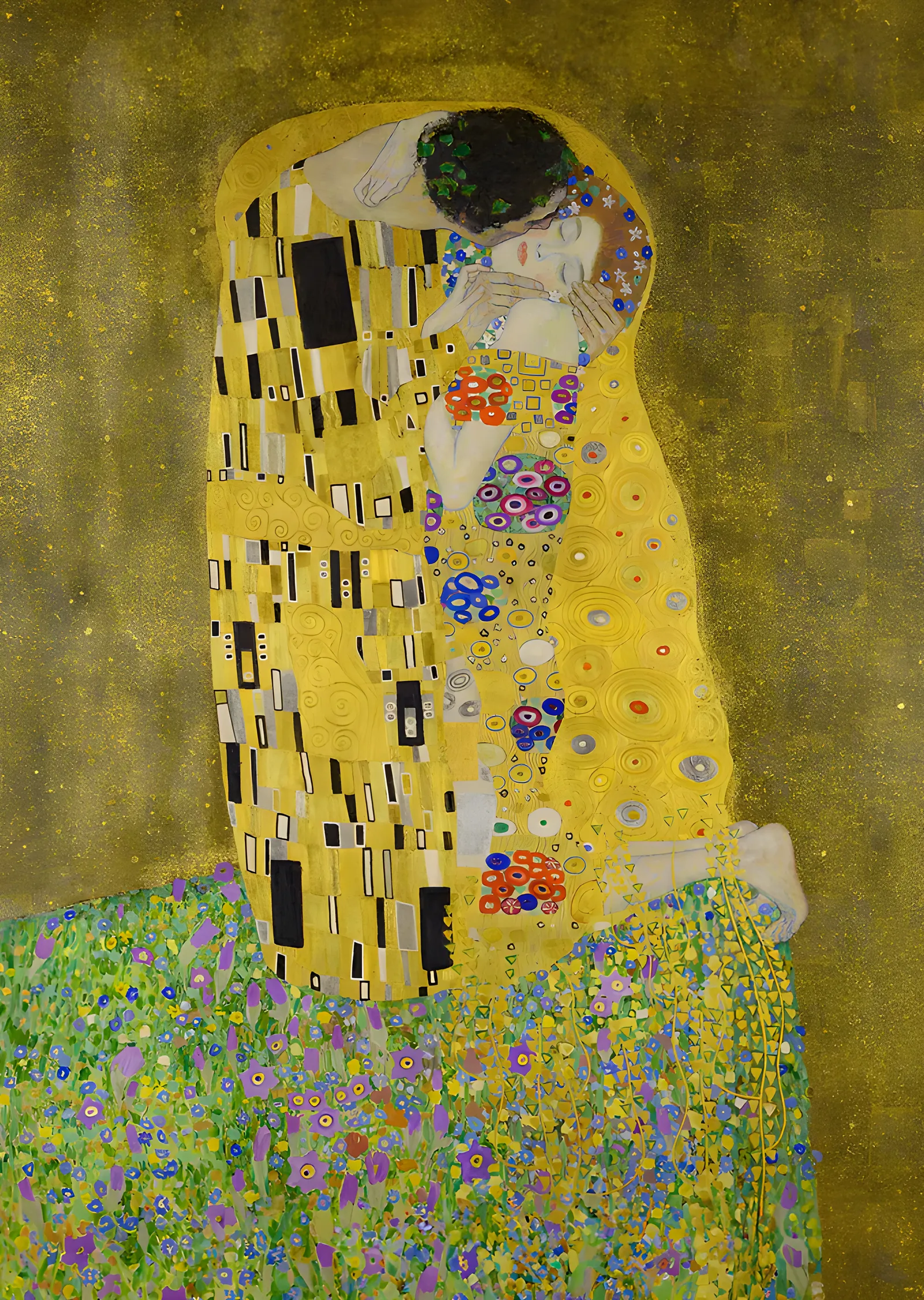 Gustav Klimt - Öpücük Yakın Plan metal tablo