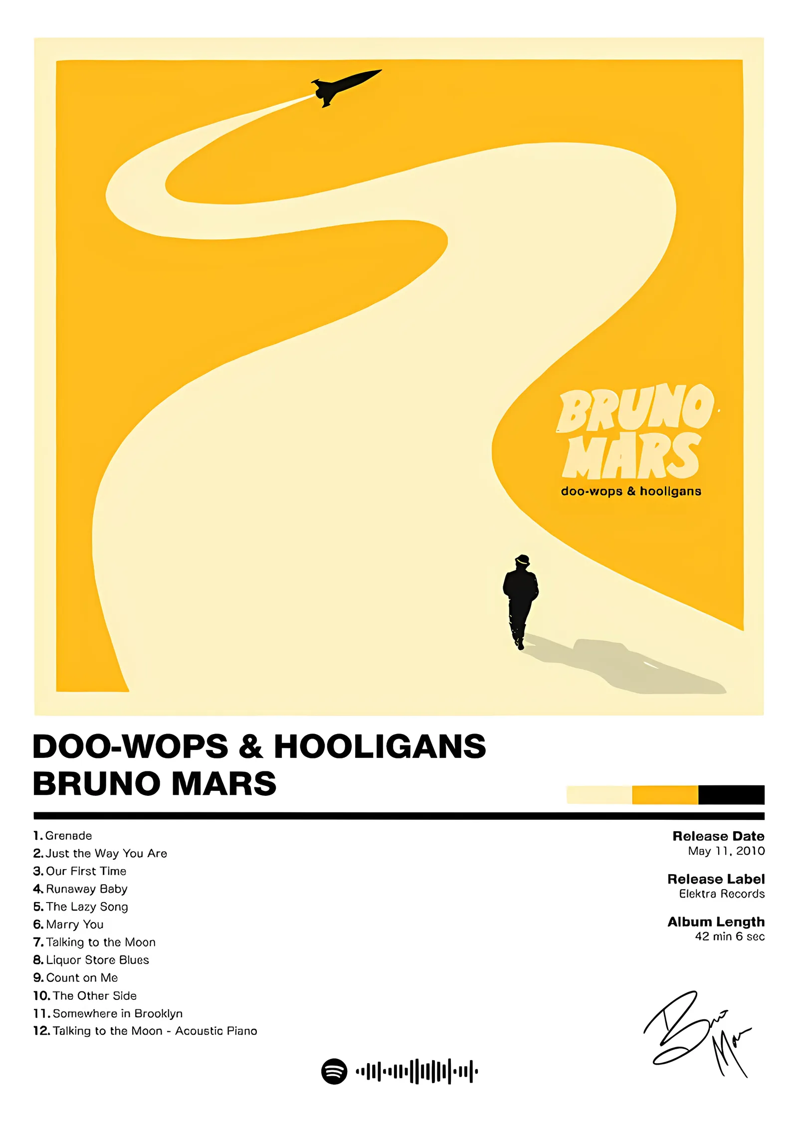 Bruno Mars - Doo-Wops & Hooligans metal tablo
