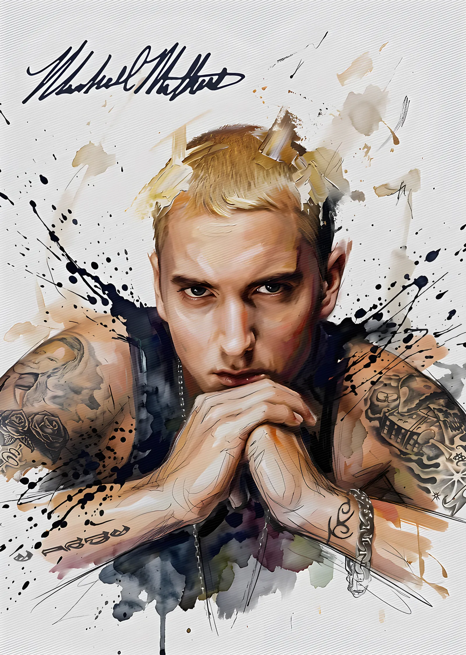 Eminem - Suluboya Portre metal tablo