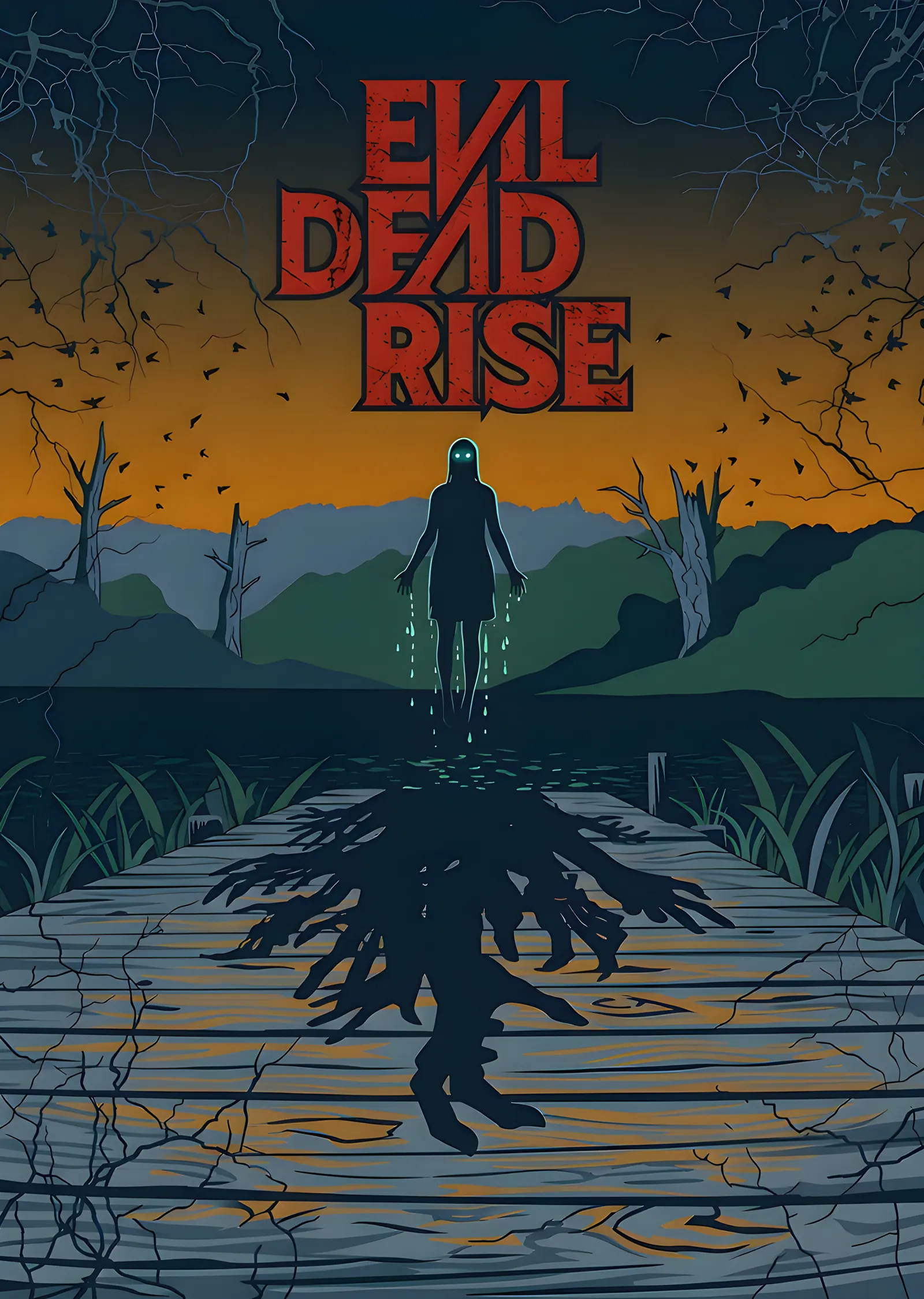 Evil Dead Rise - Gölün Kıyısındaki Siluet metal tablo