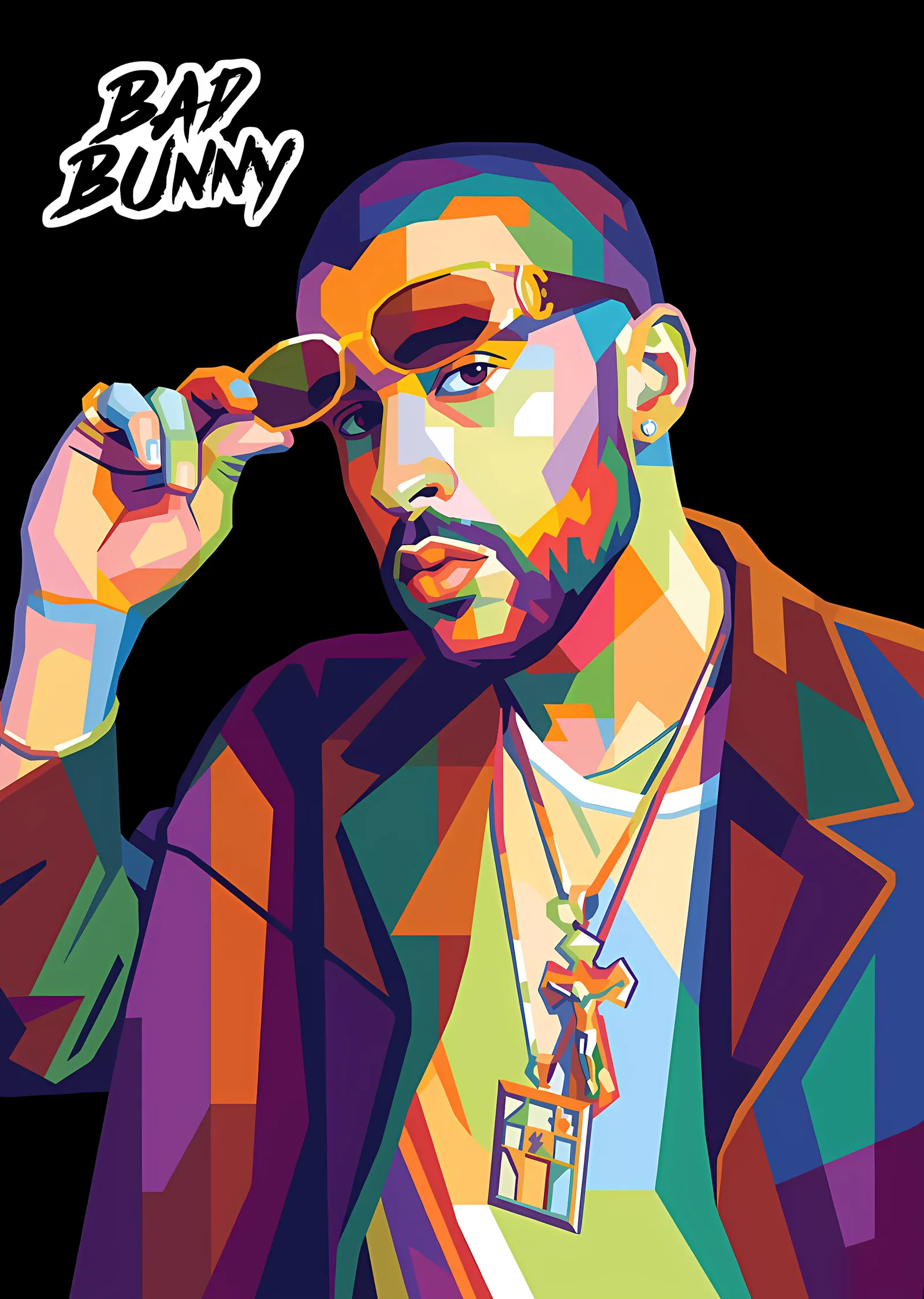 Bad Bunny - Gözlüklü Pop Art metal tablo