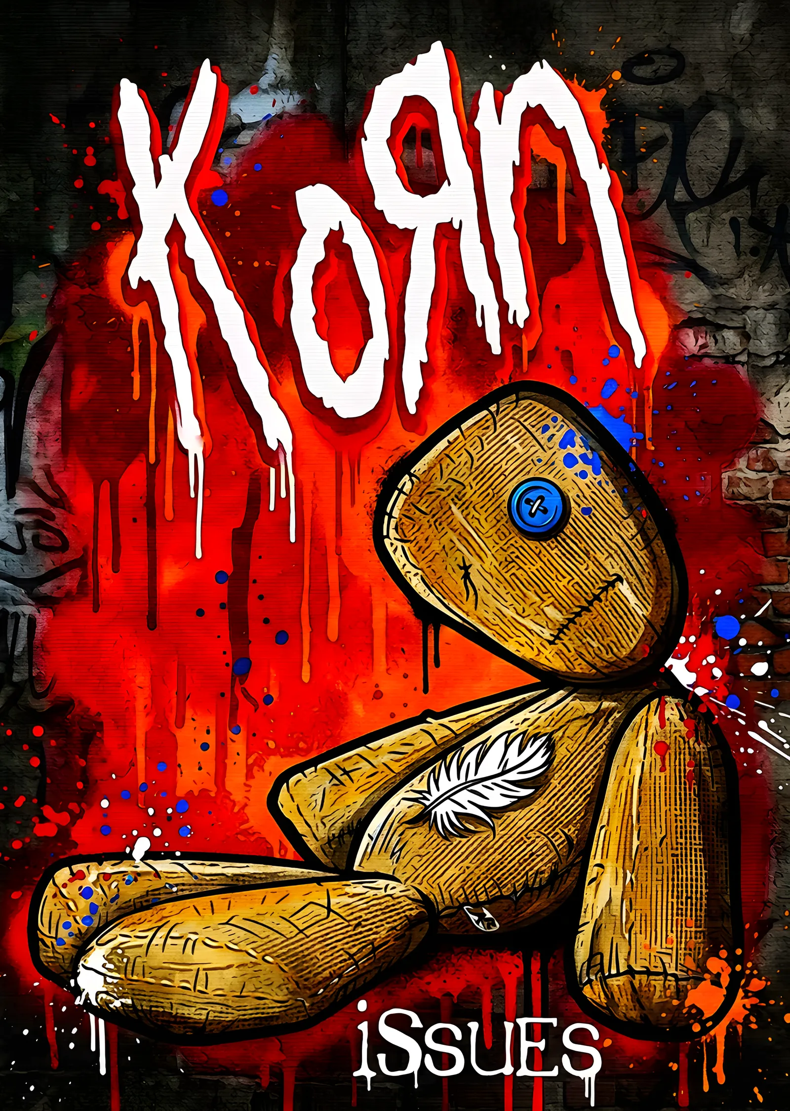 Korn - Issues Kırmızı Duvar metal tablo