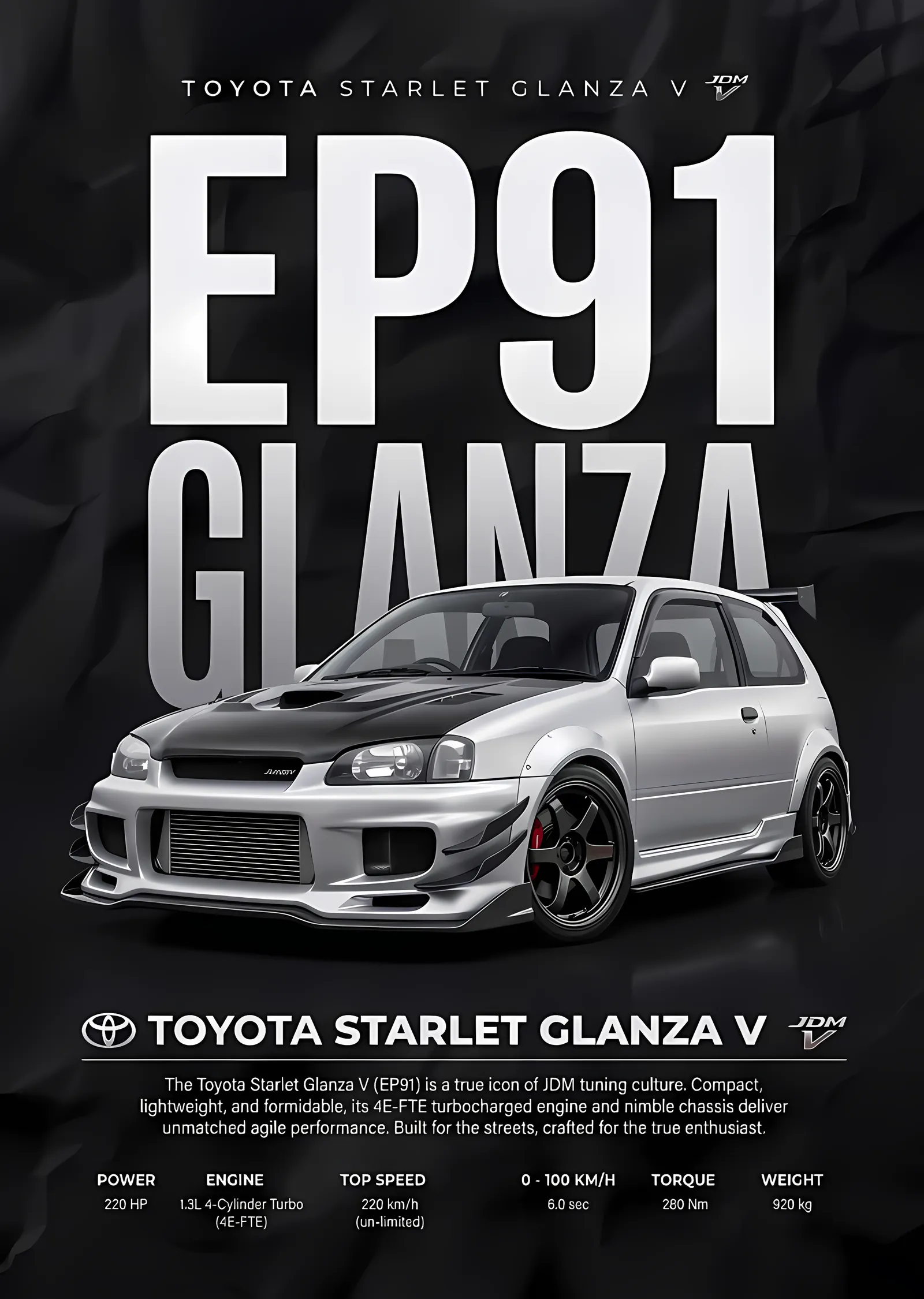 Toyota Starlet Glanza V metal tablo