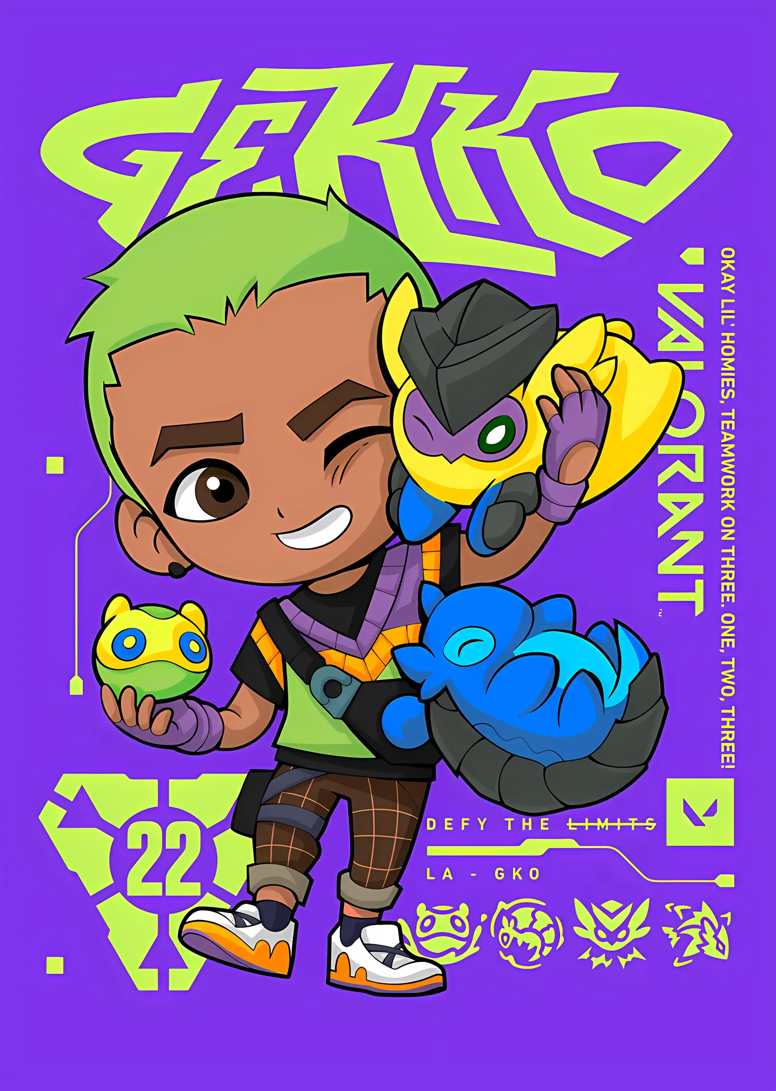 Valorant - Gekko Chibi Afişi metal tablo