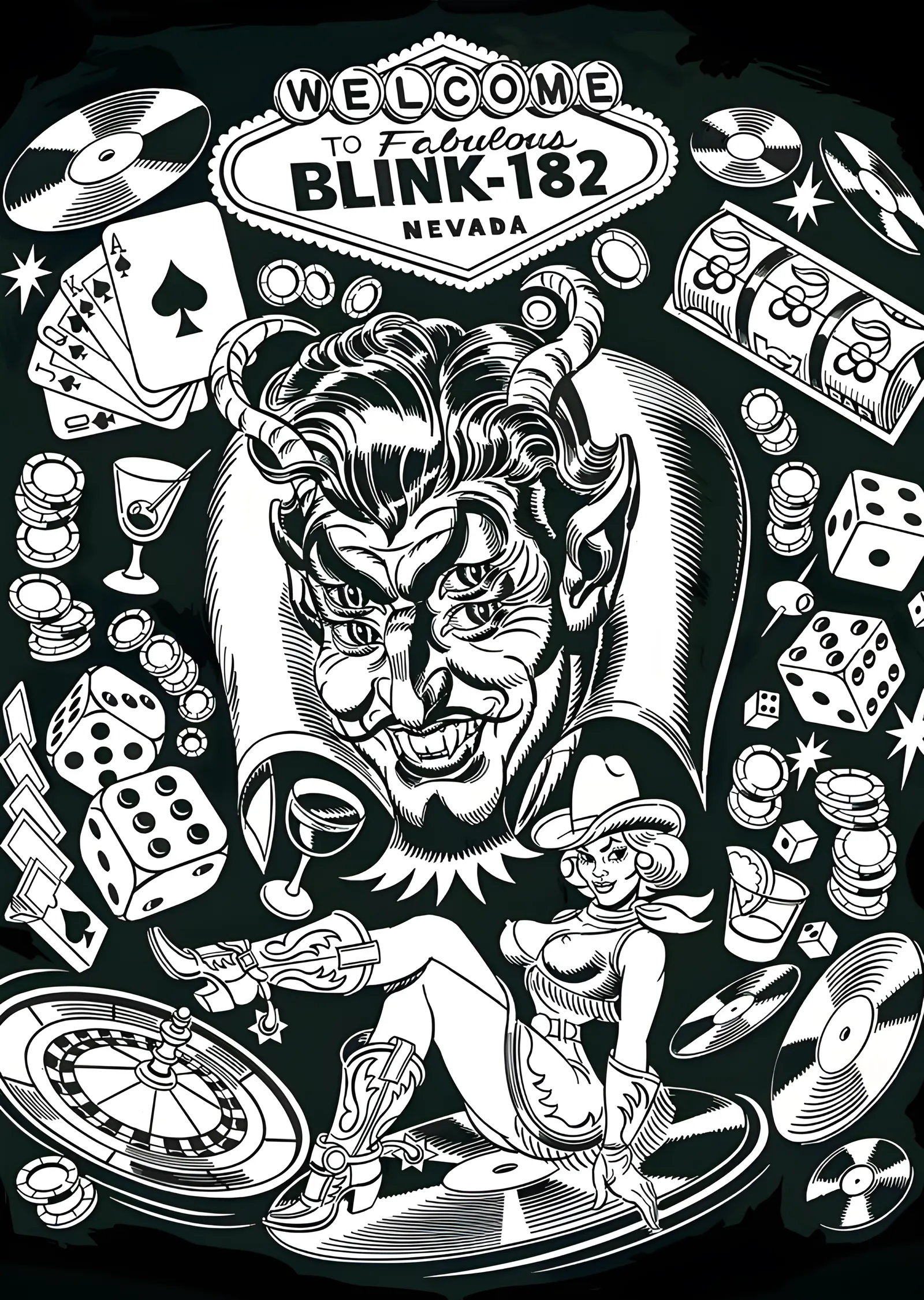 Blink-182 - Vegas Tabelası Siyah Beyaz metal tablo