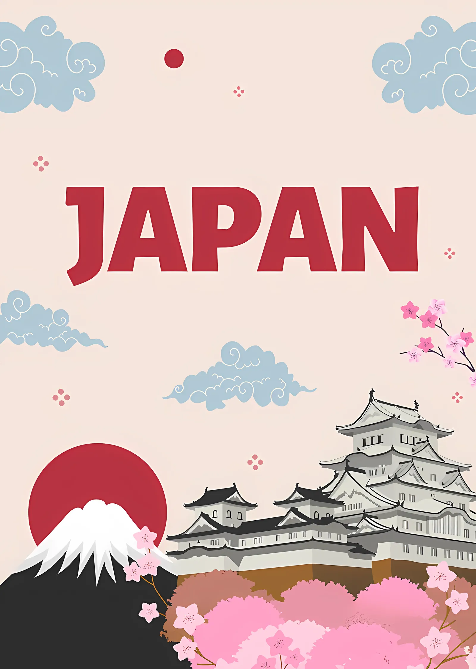 Japan - Pastel Kale ve Kiraz Çiçekleri metal tablo