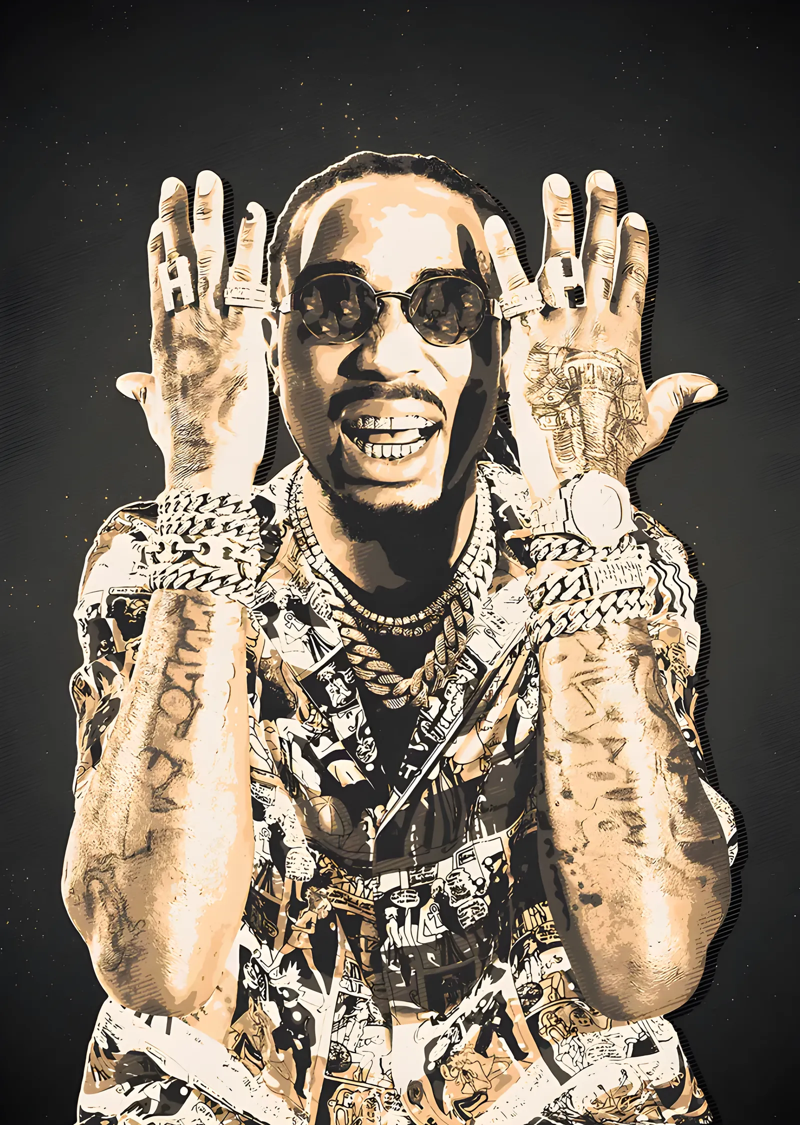 Migos - Ellerini Açan Portre metal tablo