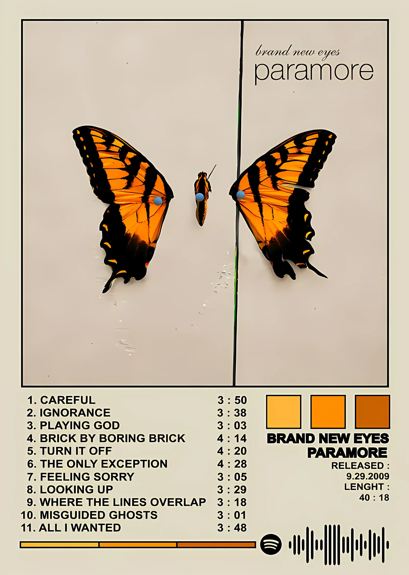 Paramore - Brand New Eyes Albüm Künyesi metal tablo