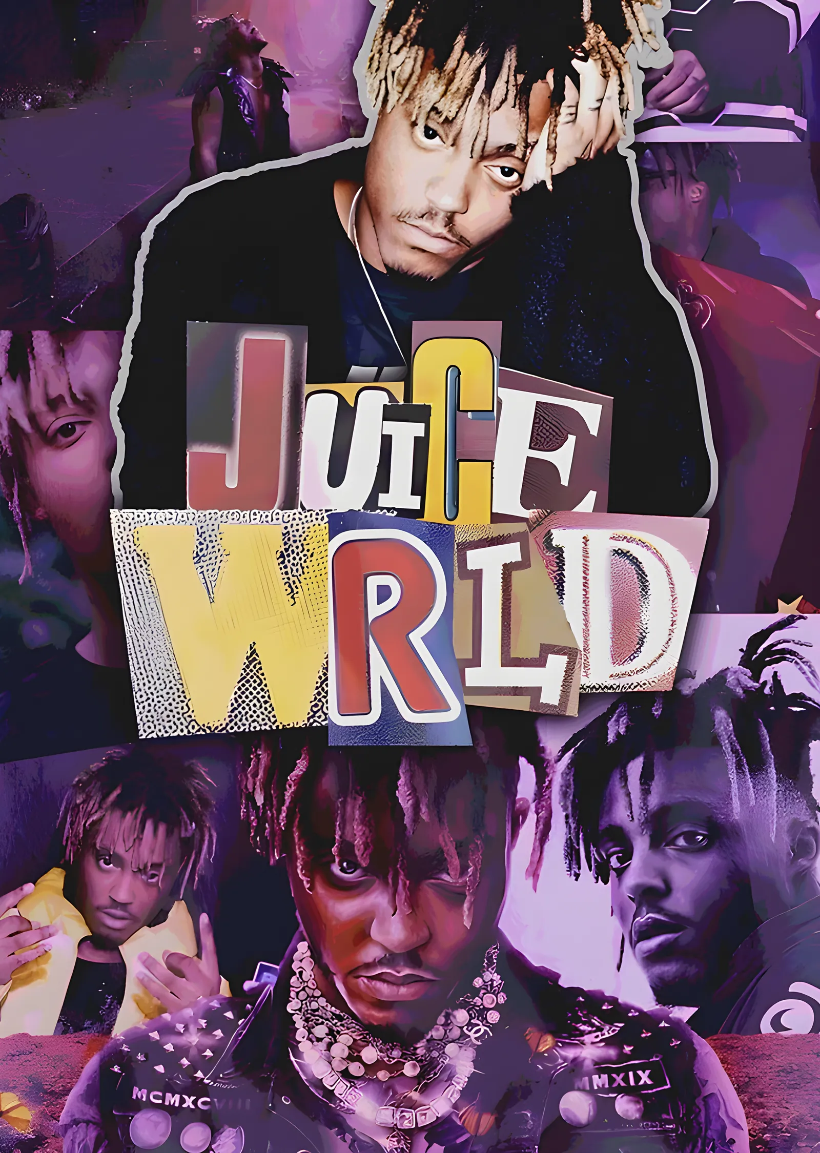 Juice WRLD - Dergi Kesiği Kolajı metal tablo