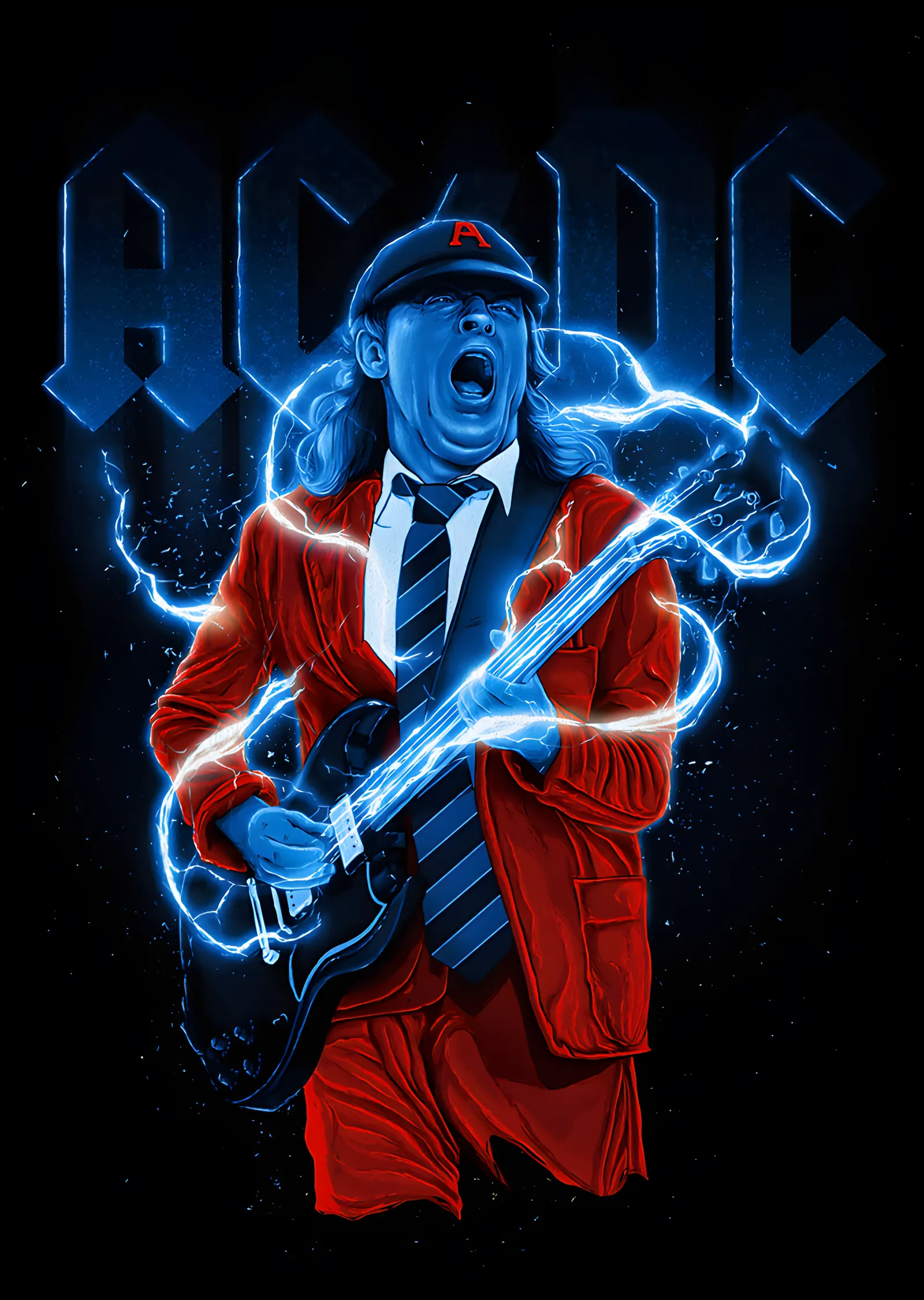 AC/DC - Neon Mavi Gitar Solosu metal tablo