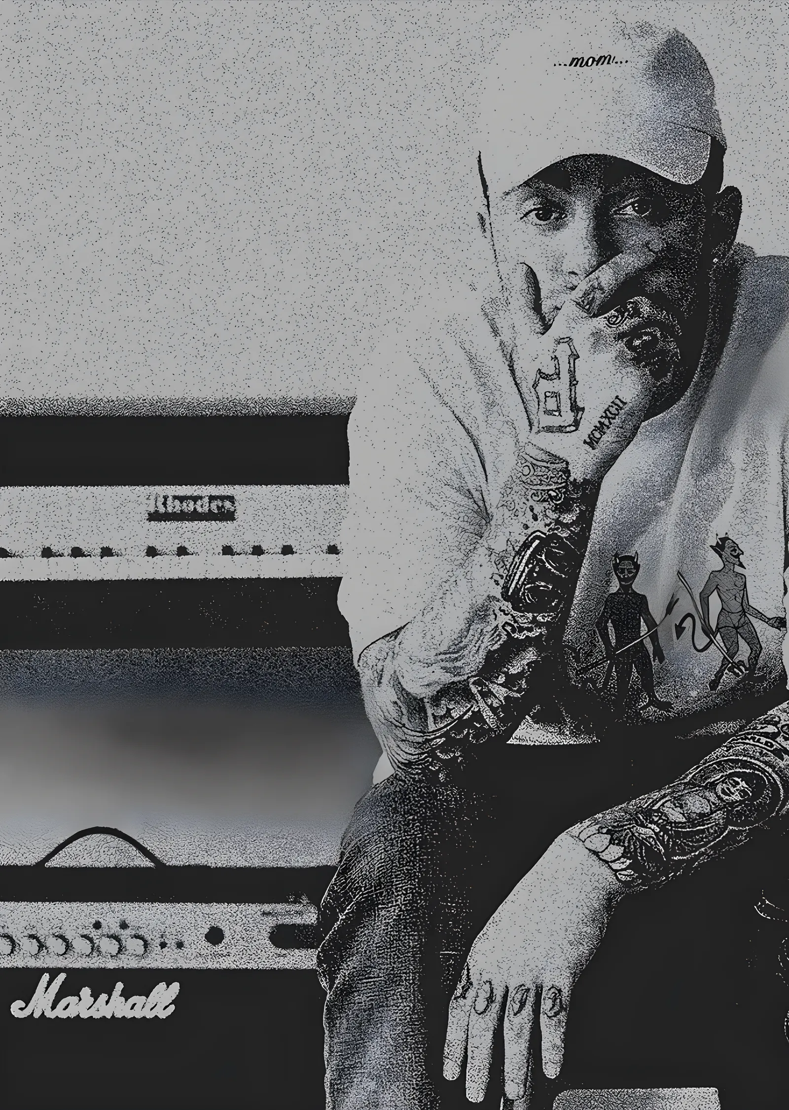 Mac Miller - Stüdyoda Siyah Beyaz metal tablo